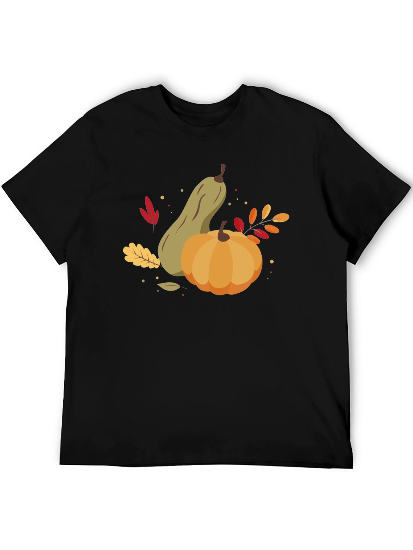 Black Autumn Harvest Graphic Tee - Pumpkin & Squash Design view 5