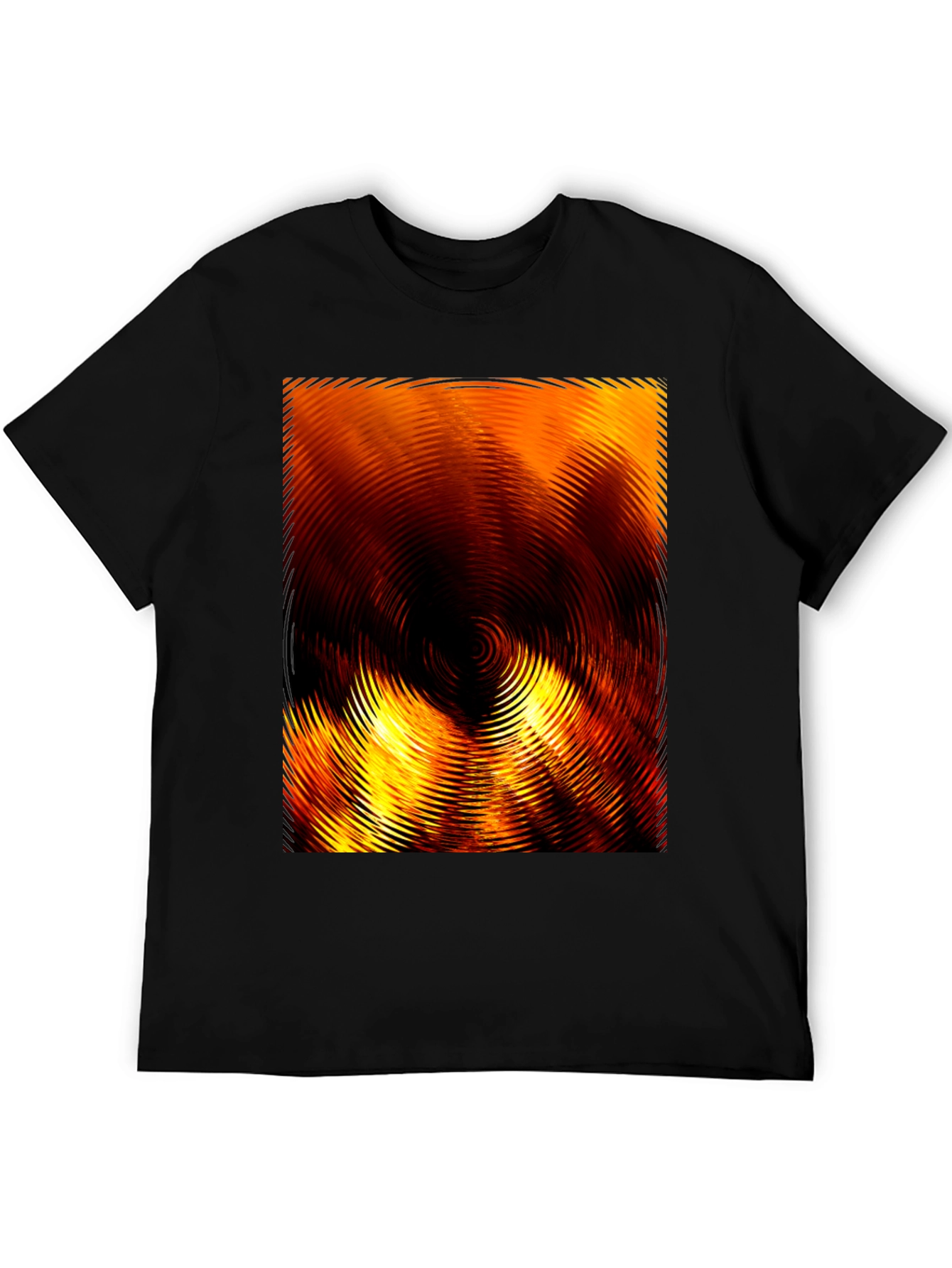 Black Fiery Abstract Ripple Print Black T-Shirt view 5