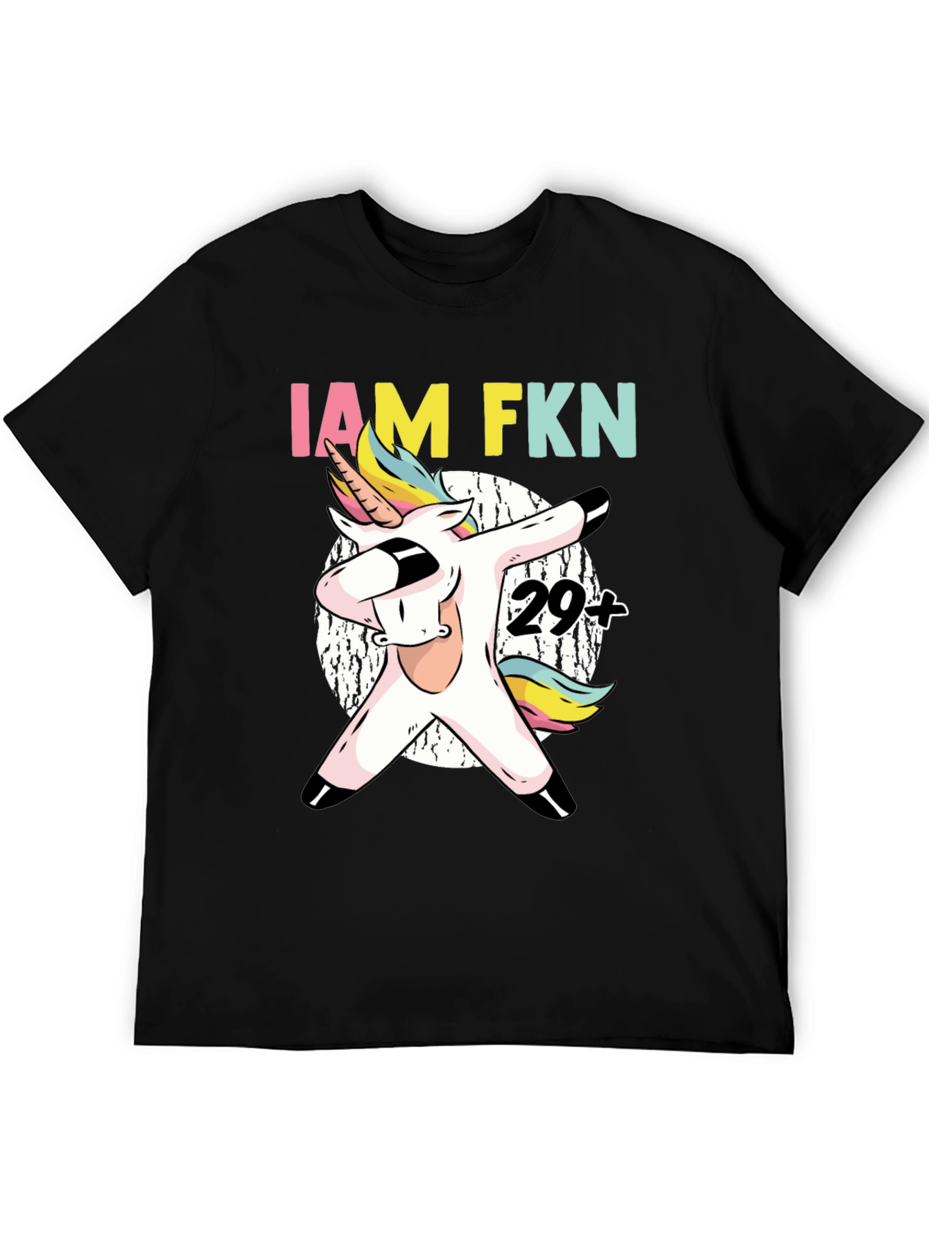 Black IAM FKN 29+ Unicorn Dabbing T-Shirt view 5
