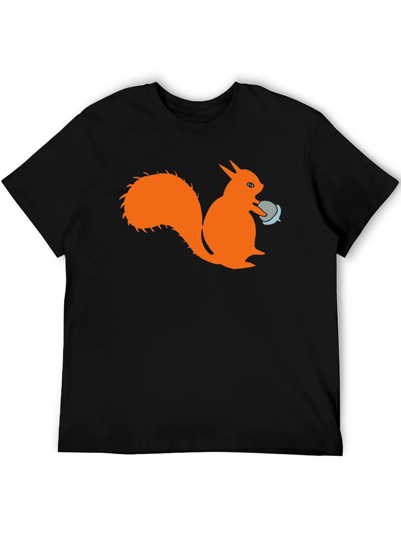 Black Squirrel T-Shirt - Black Cotton Tee with Orange Squirrel Design view 5