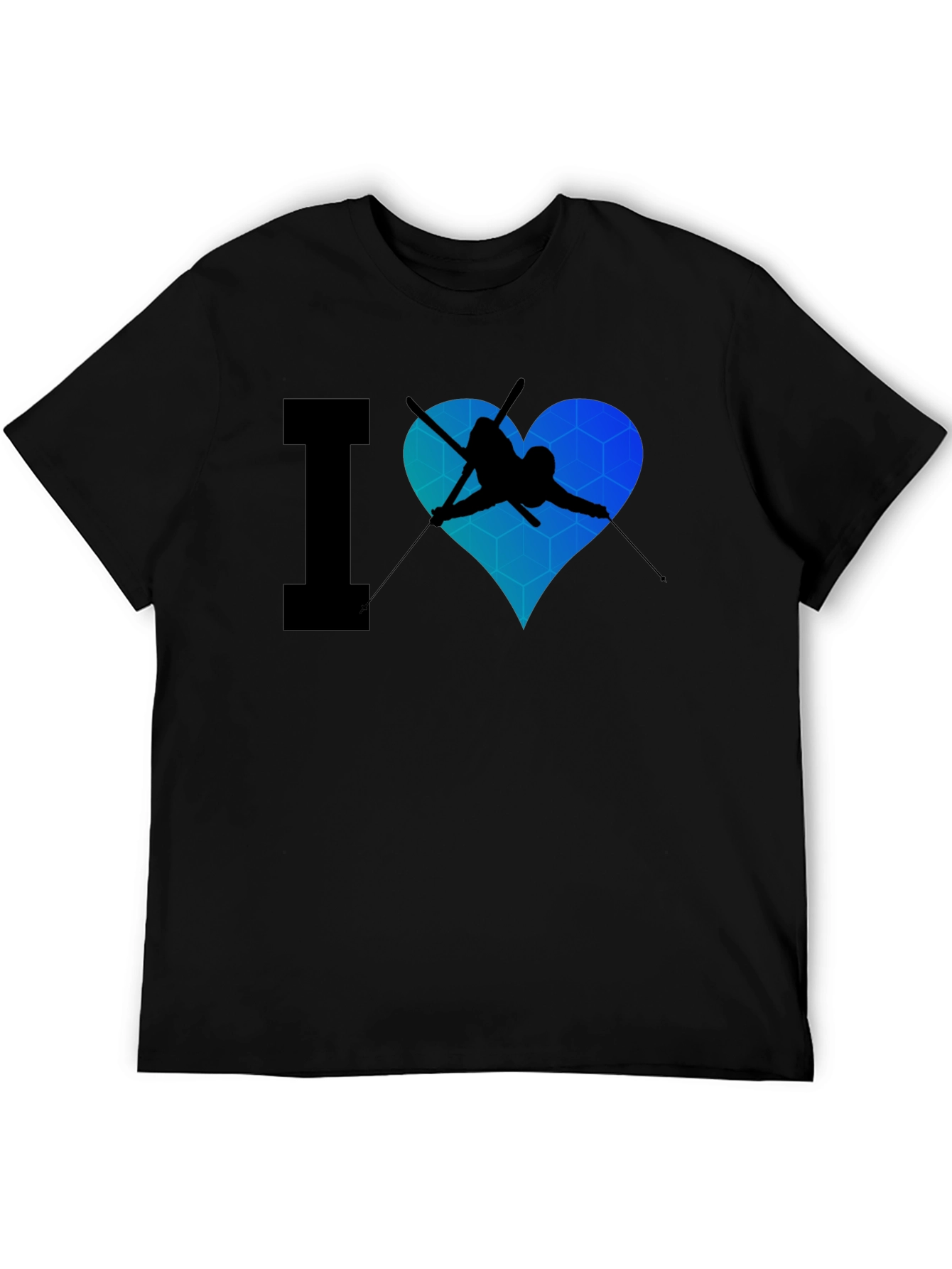 Black I Heart Skiing Black T-Shirt view 5