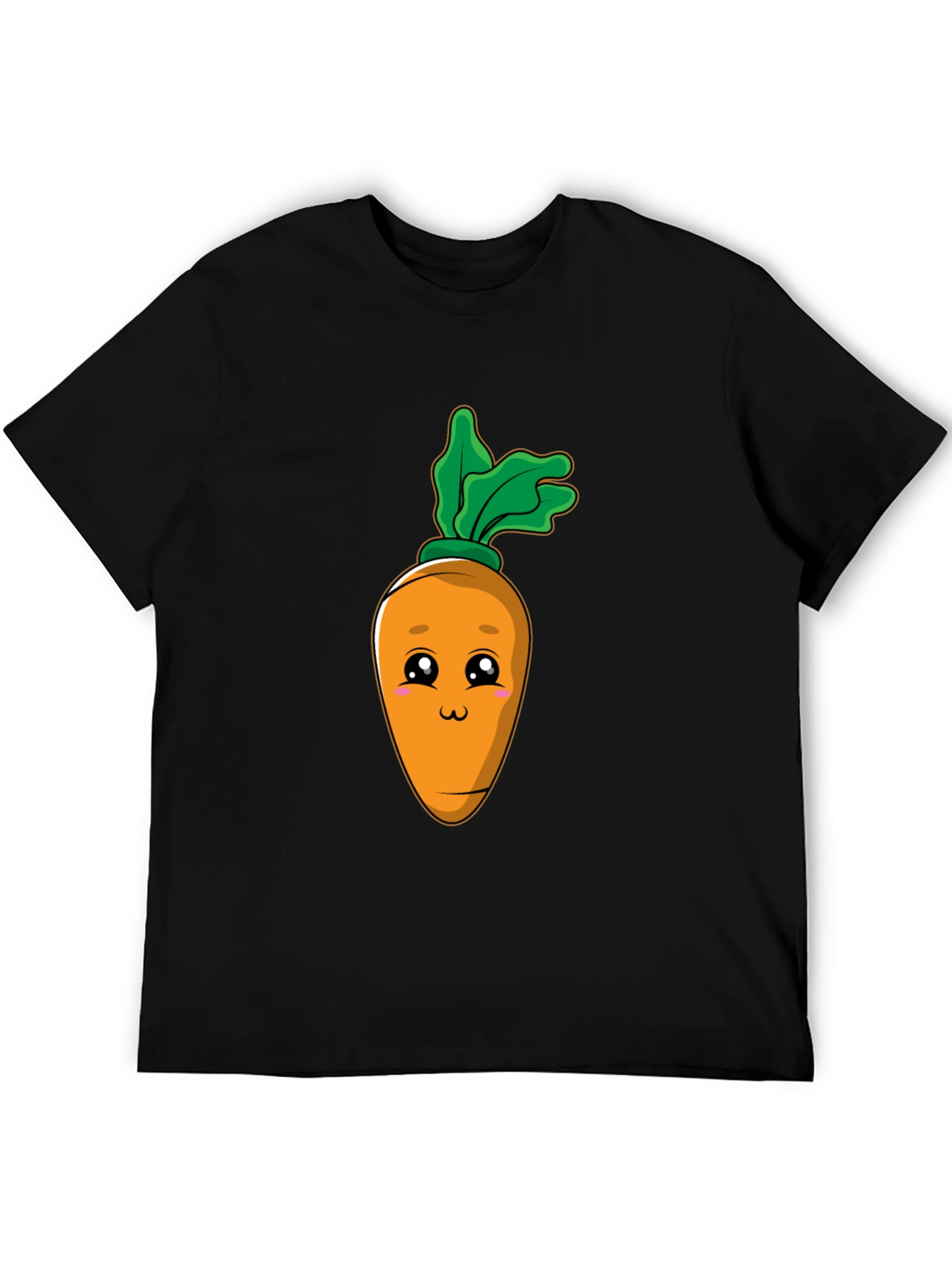 Black Cute Carrot Graphic Tee - Black Cotton Blend T-Shirt view 5