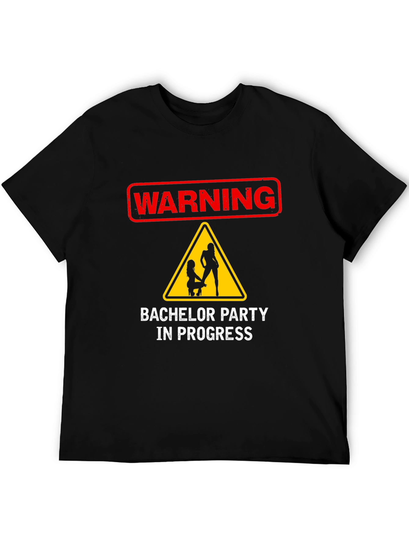 Black Warning: Bachelor Party in Progress T-Shirt view 5