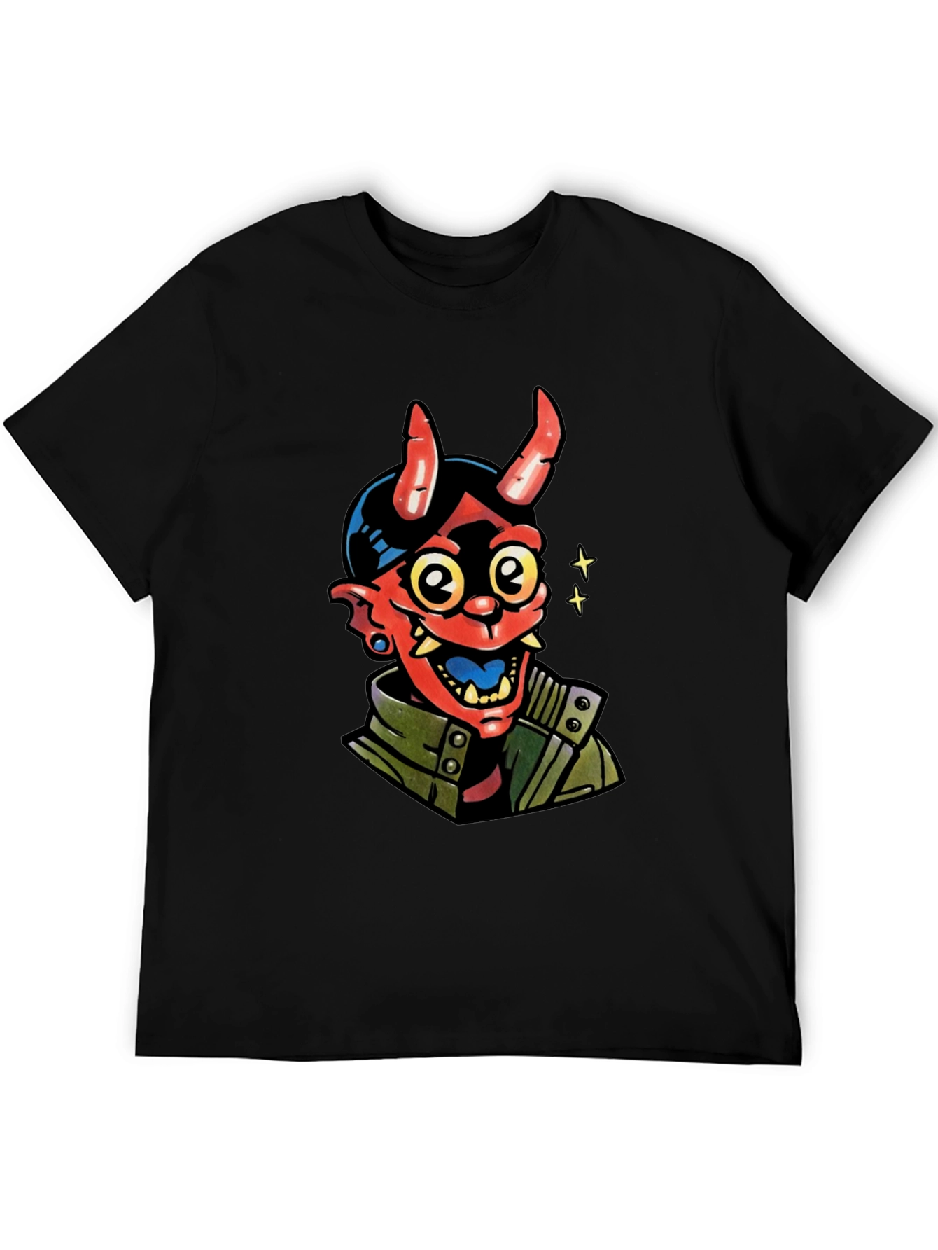 Black Devil Graphic Print Black T-Shirt view 5