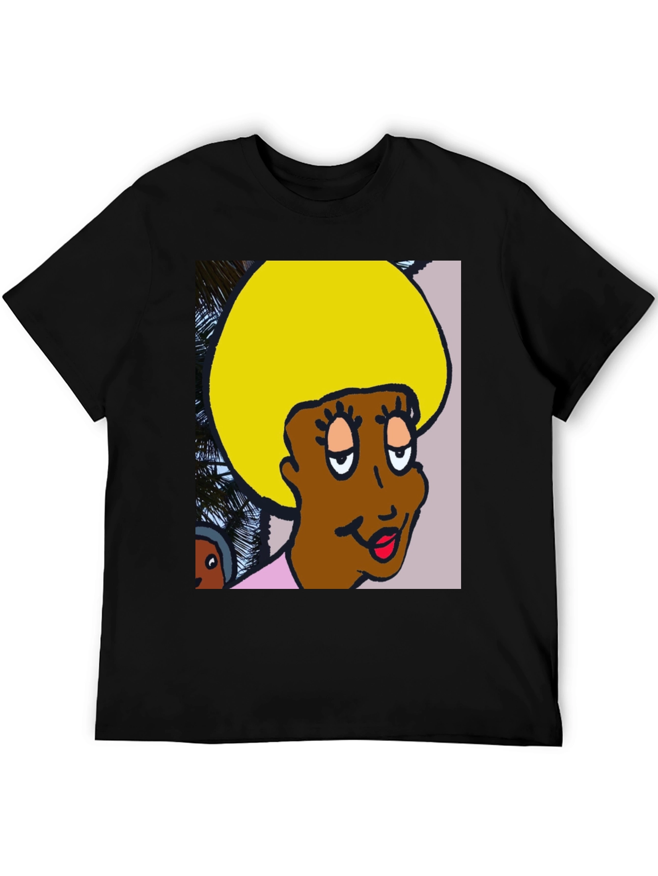 Black Retro Cartoon Afro T-Shirt view 5