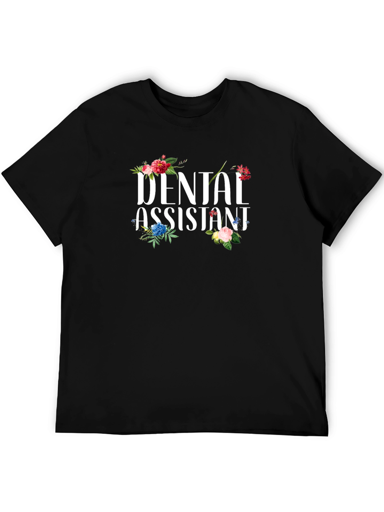 Black Dental Assistant Floral T-Shirt view 5