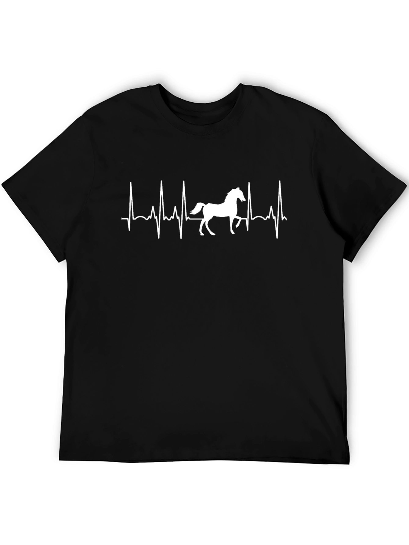 Black Horse Heartbeat Graphic Tee - Equestrian Lover Shirt view 5