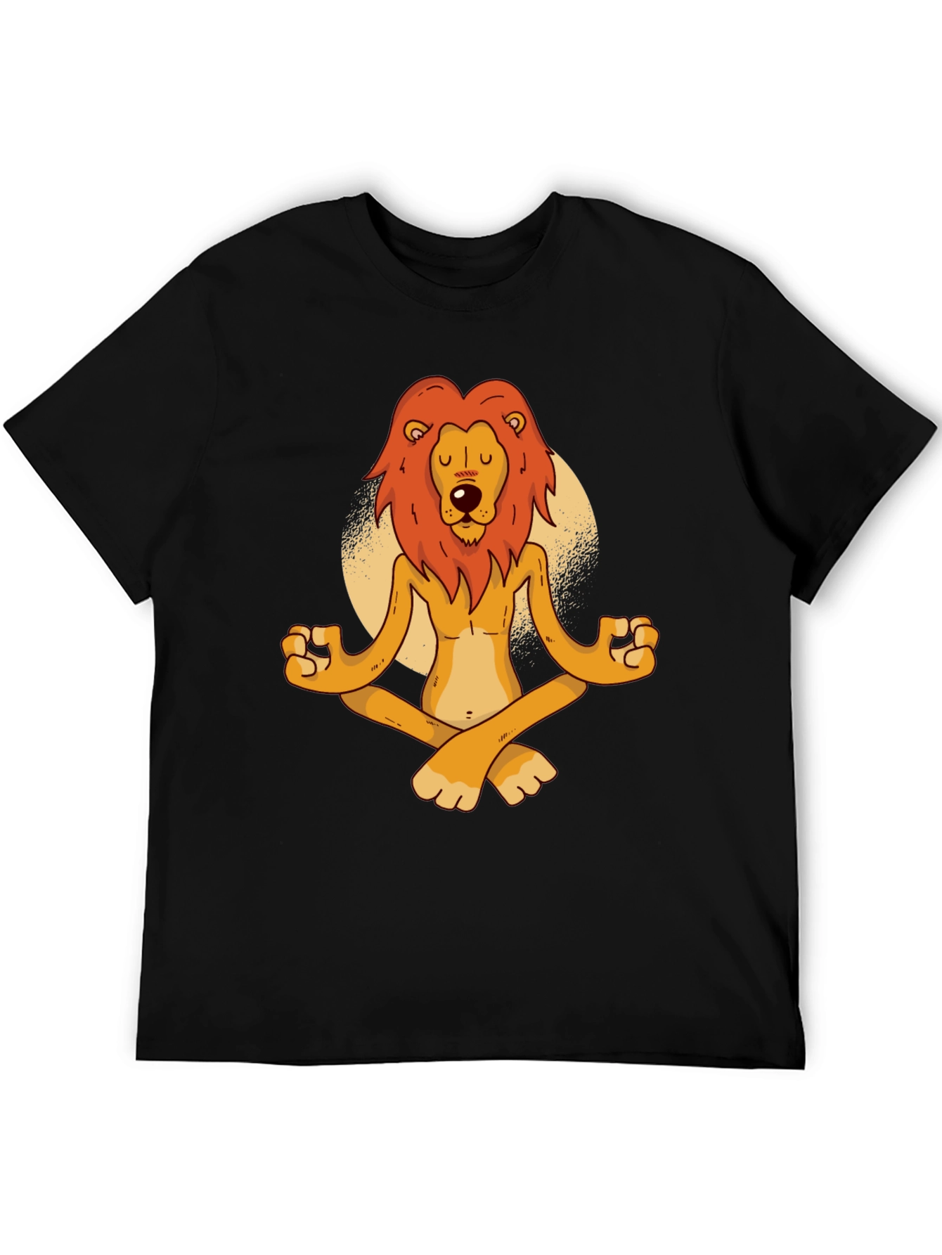 Black Meditating Lion Graphic Tee - Relaxed Fit Black T-Shirt view 5