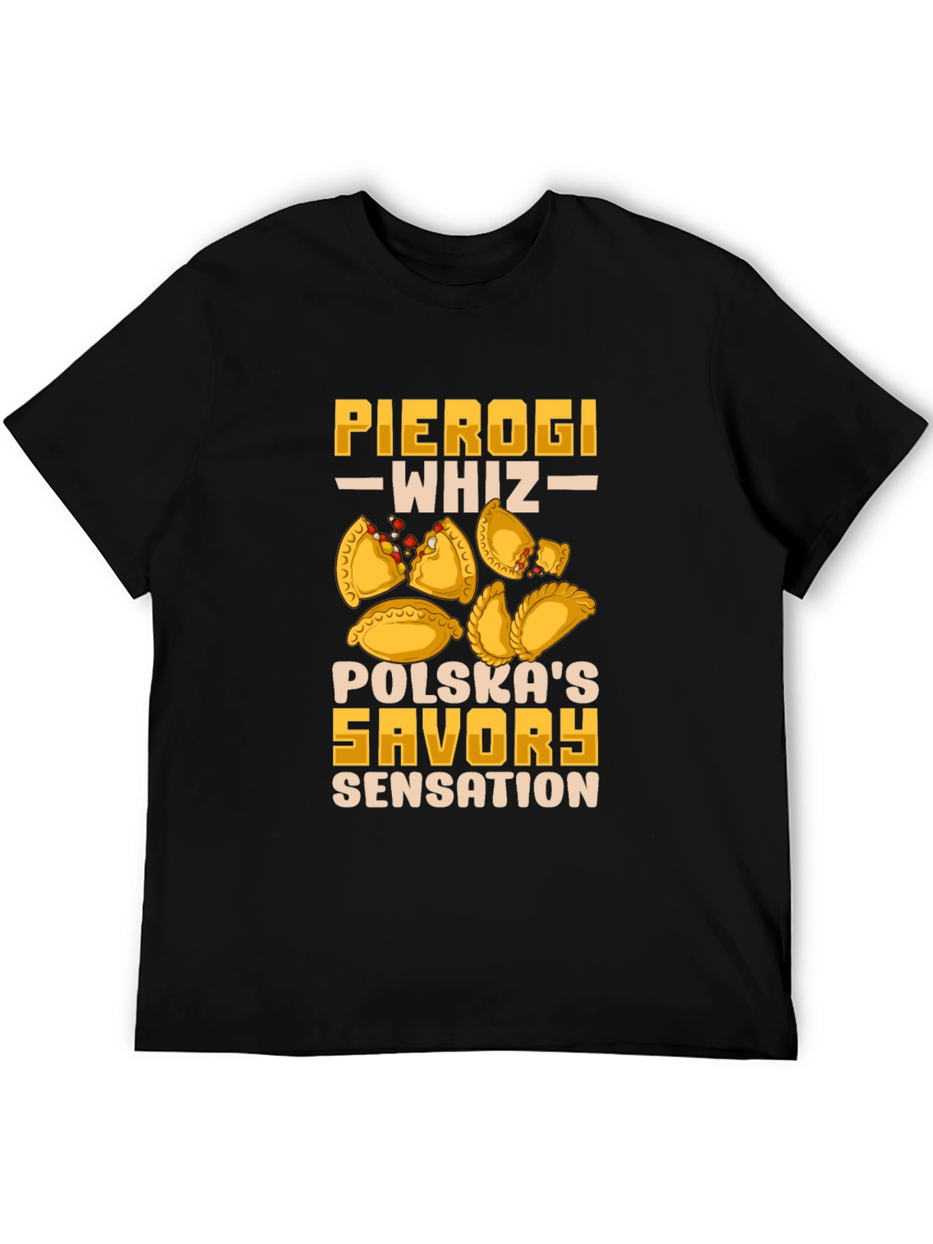 Black Pierogi Whiz T-Shirt | Polska's Savory Sensation view 5