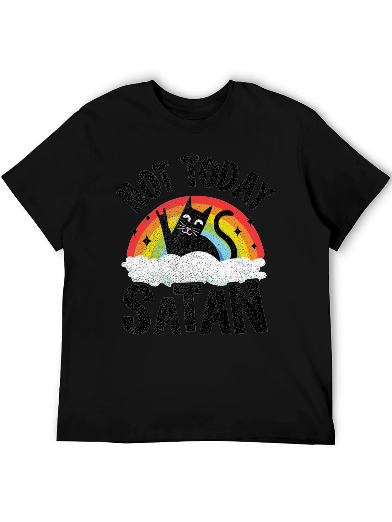 Black Not Today Satan Cat Graphic T-Shirt view 5