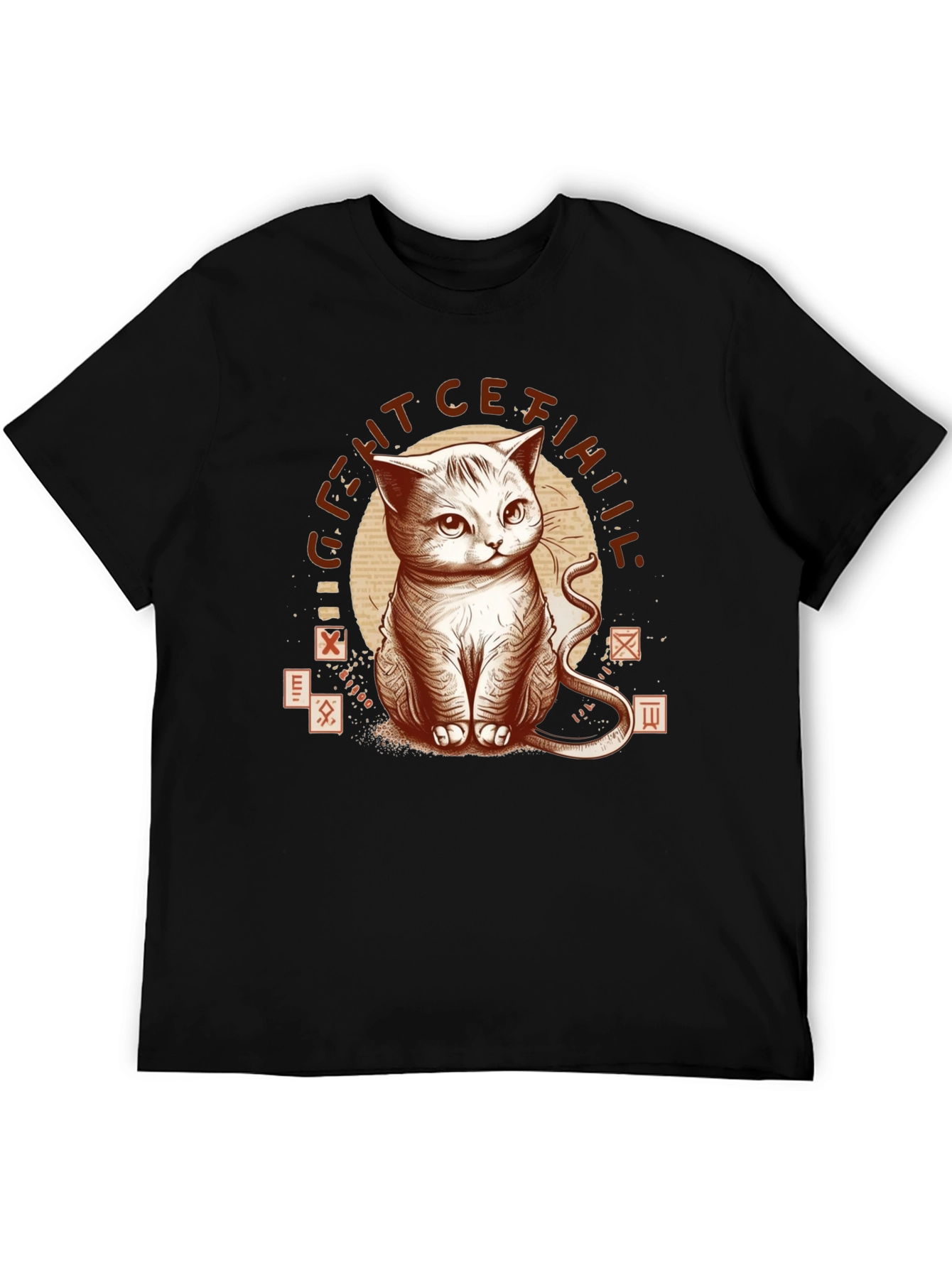 Black Mystic Cat Graphic T-Shirt - Black view 5