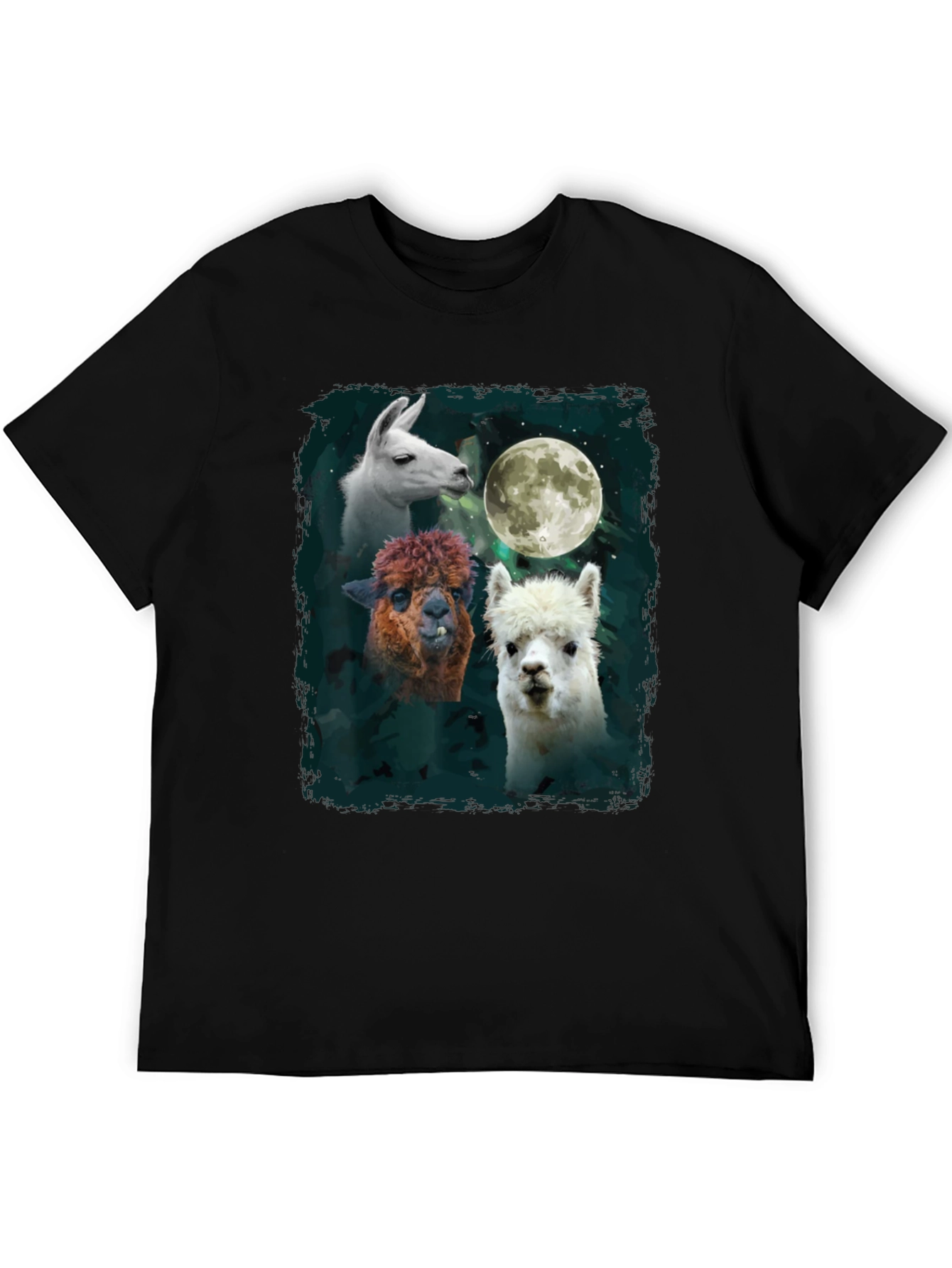 Black Llama Moon T-Shirt - Unique Animal Graphic Tee view 5