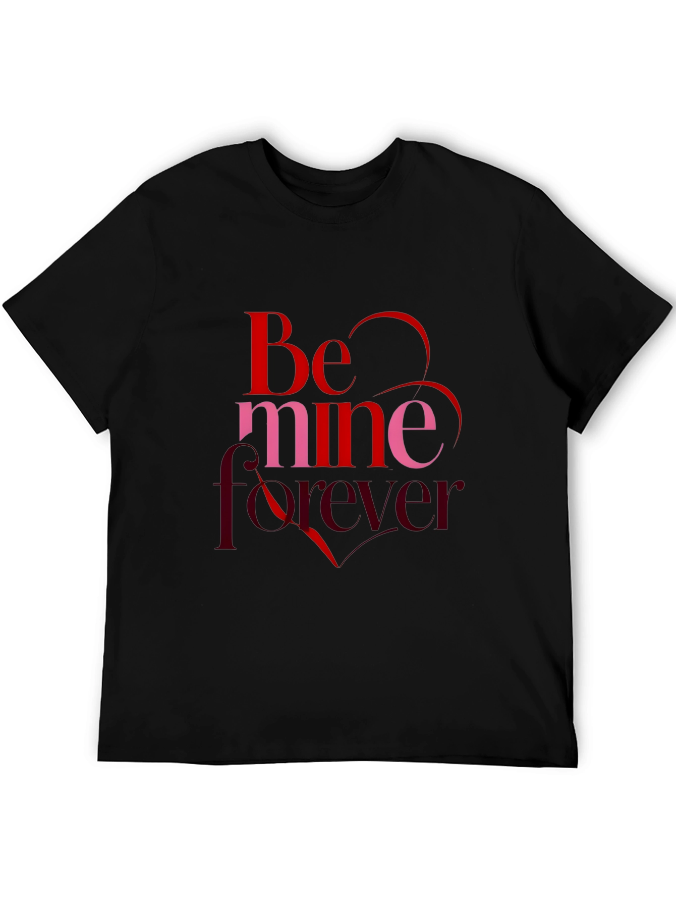 Black Be Mine Forever Valentine's Day Black T-Shirt view 5