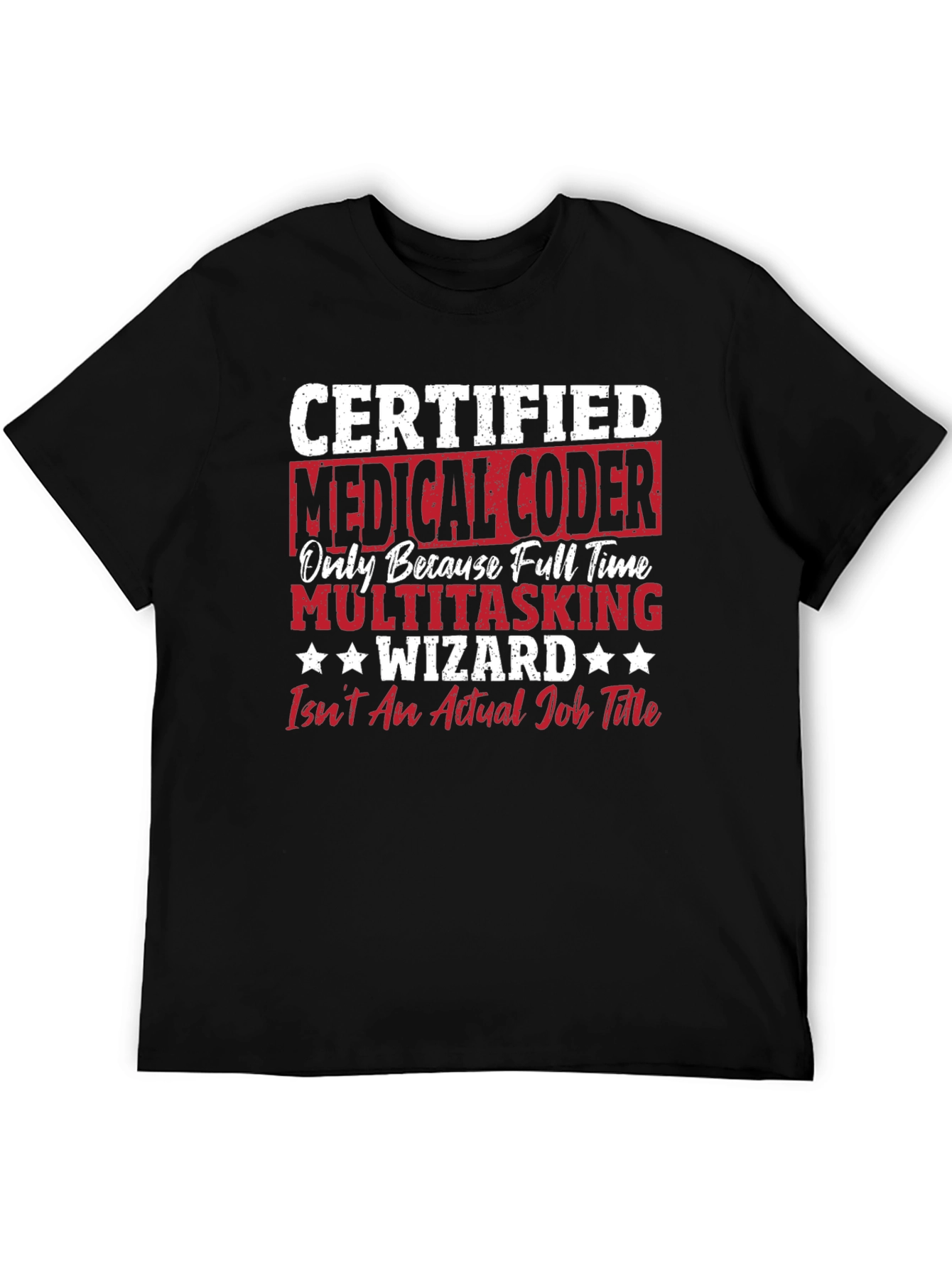 Black Medical Coder Multitasking Wizard Graphic Tee view 5