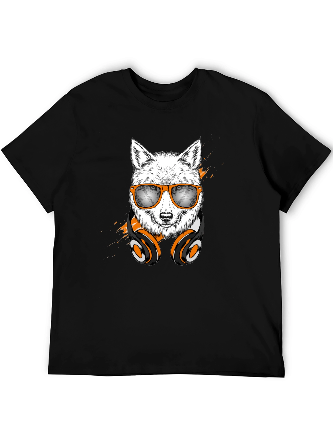 Black Cool Wolf Graphic Tee view 5