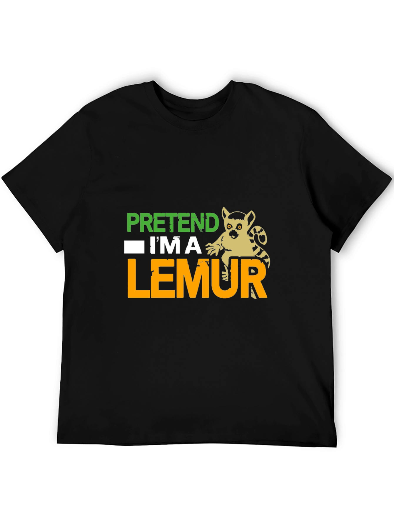 Black Pretend I'm A Lemur Funny Graphic T-Shirt view 5
