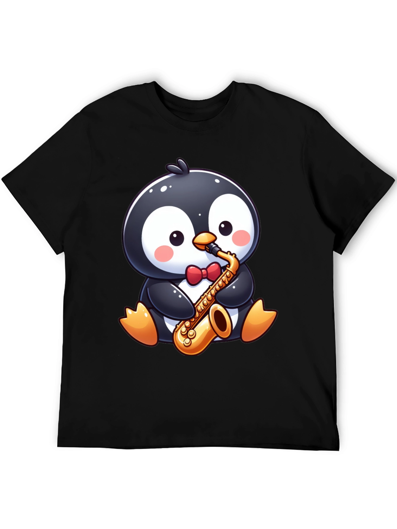 Black Penguin Sax Player T-Shirt view 5