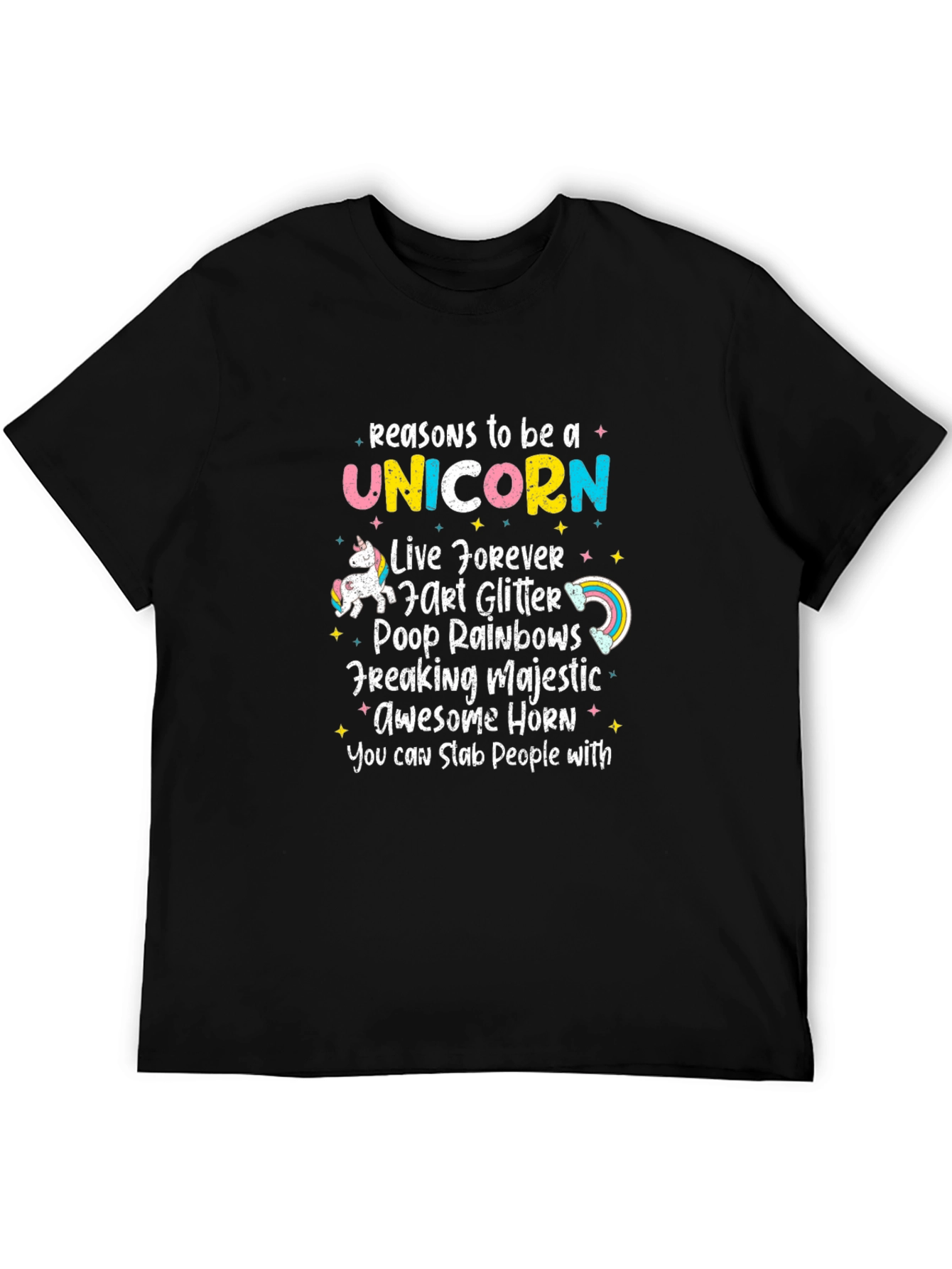 Black Reasons to Be a Unicorn T-Shirt - Black view 5