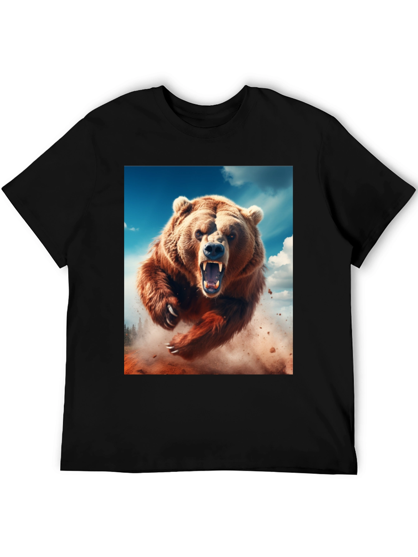 Roaring Bear Graphic Tee - Black Cotton Comfort - 5