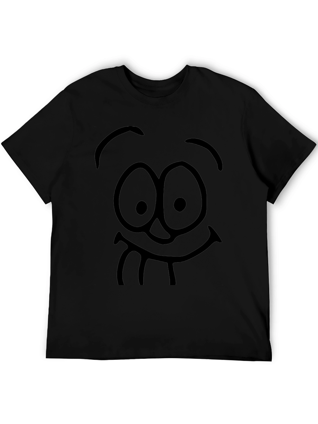 Black Funny Cartoon Face Black Graphic T-Shirt view 5