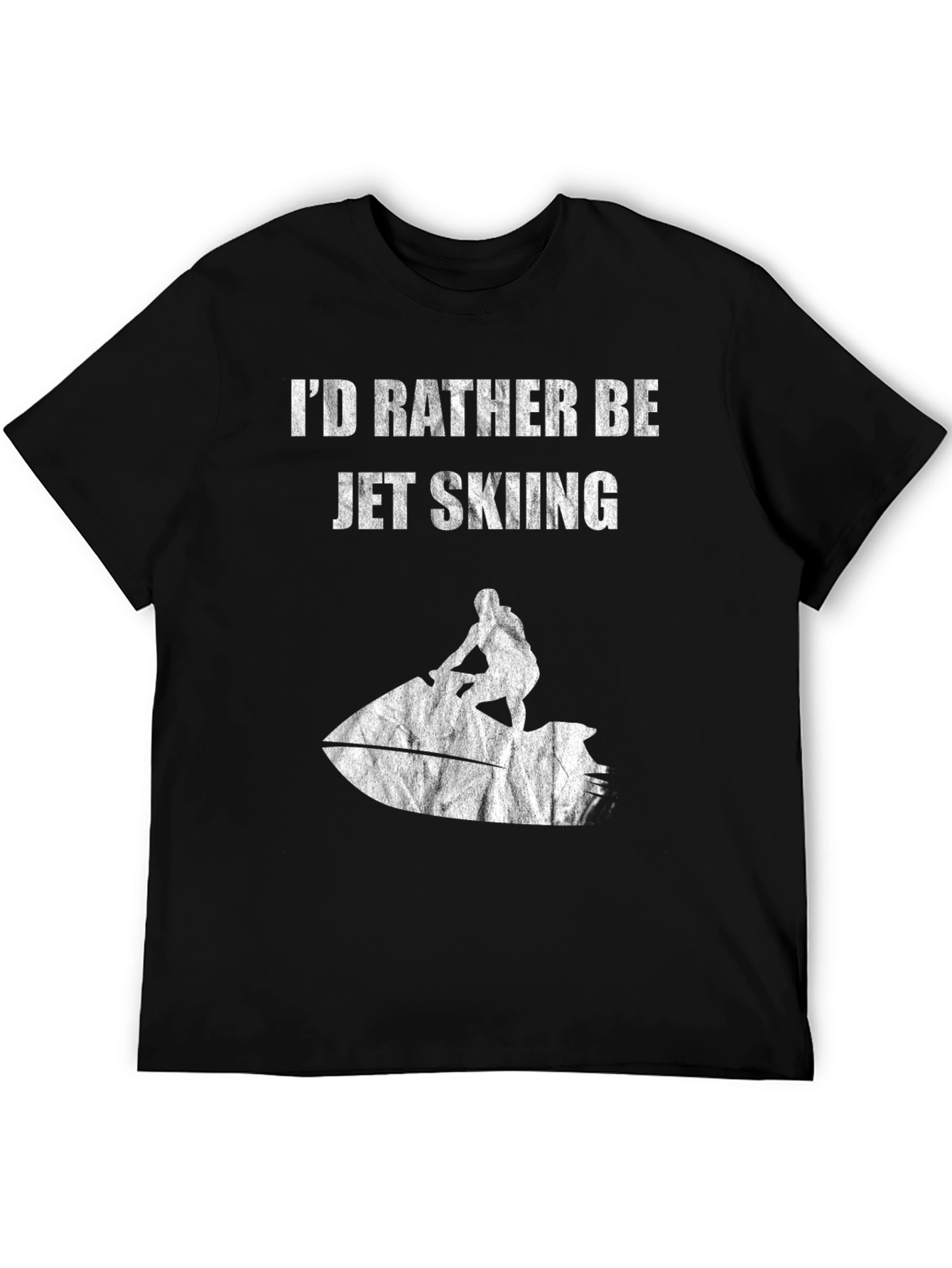 Black Jet Skiing Graphic Tee - Black Cotton T-Shirt view 5
