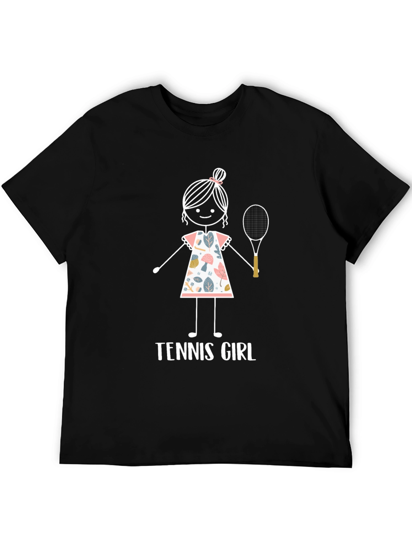 Black Tennis Girl Graphic T-Shirt - Fun Sporty Tee view 5