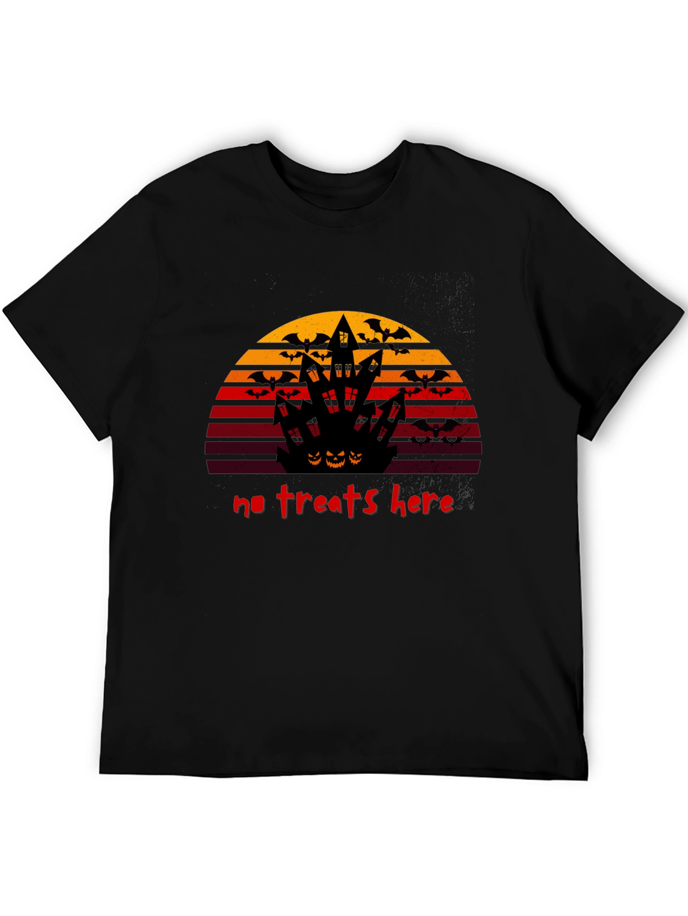 Black Halloween No Treats Here Graphic T-Shirt view 5