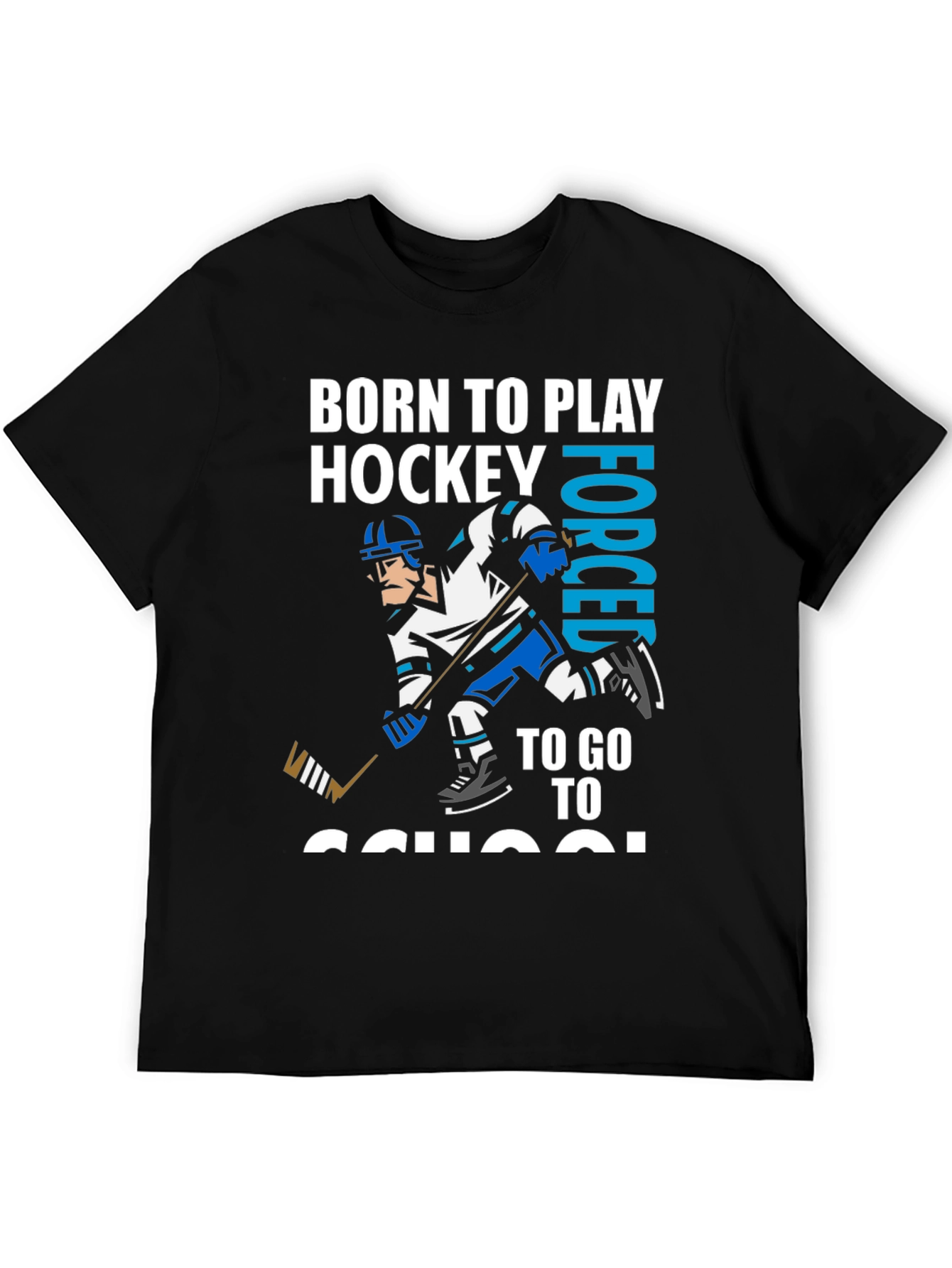 Black Born To Play Hockey T-Shirt view 5