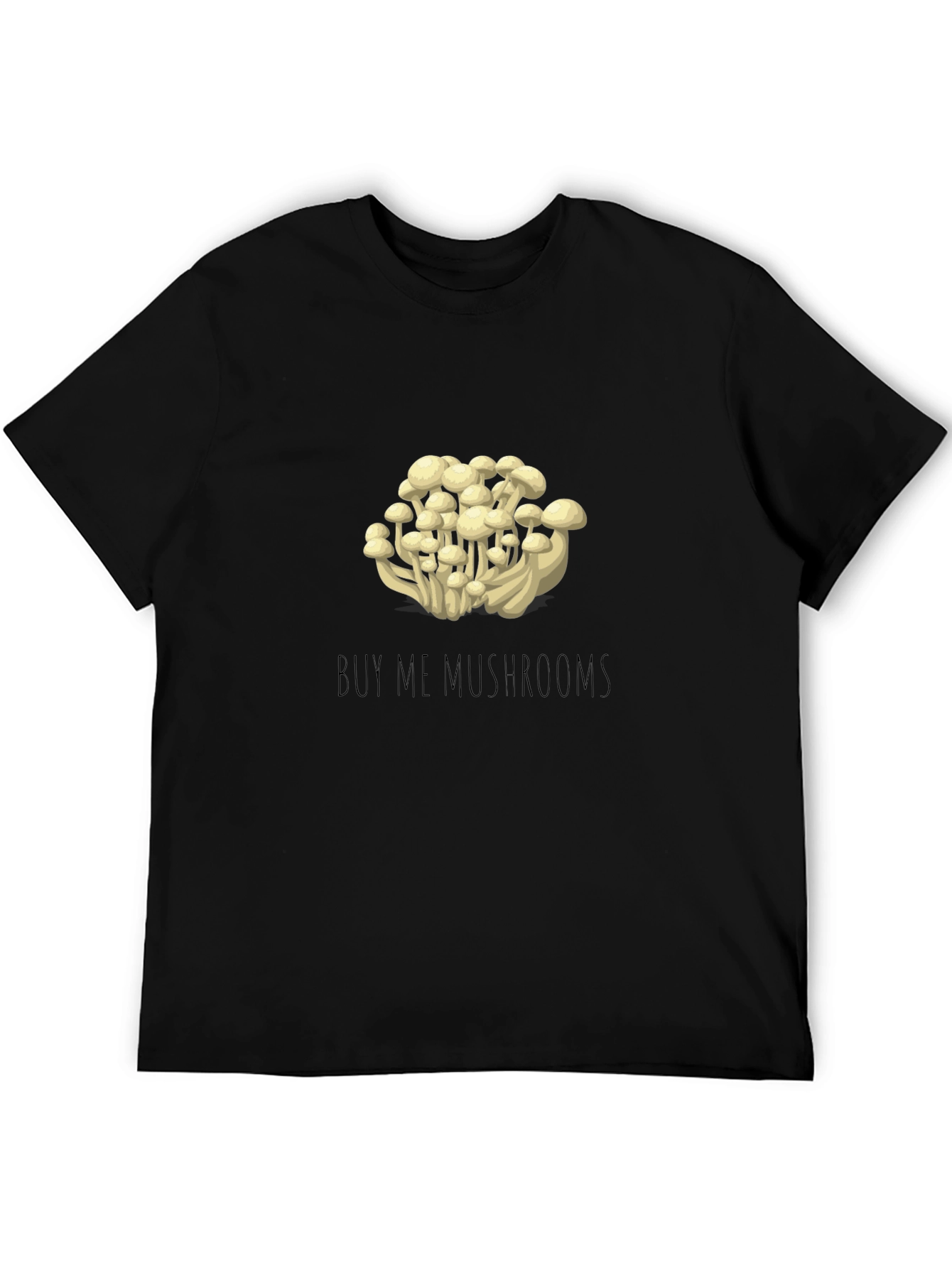 Black Buy Me Mushrooms Graphic Tee - Unique Funny Design view 5