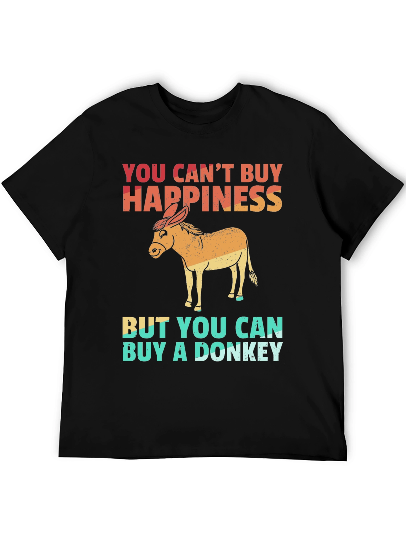Black Funny Donkey Graphic Tee - You Can't Buy Happiness view 5
