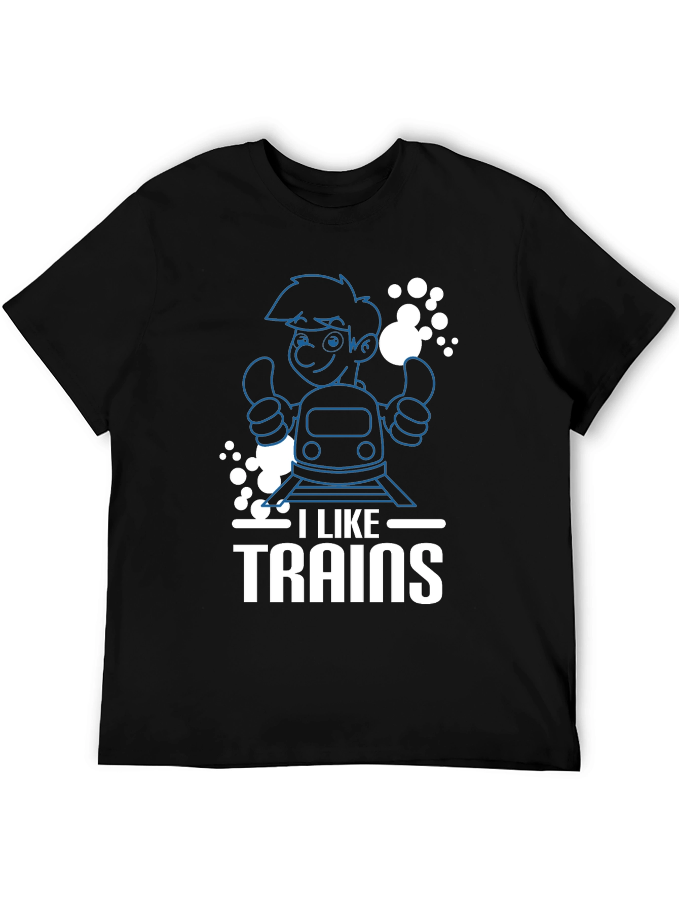 Black I Like Trains T-Shirt - Fun & Comfortable view 5