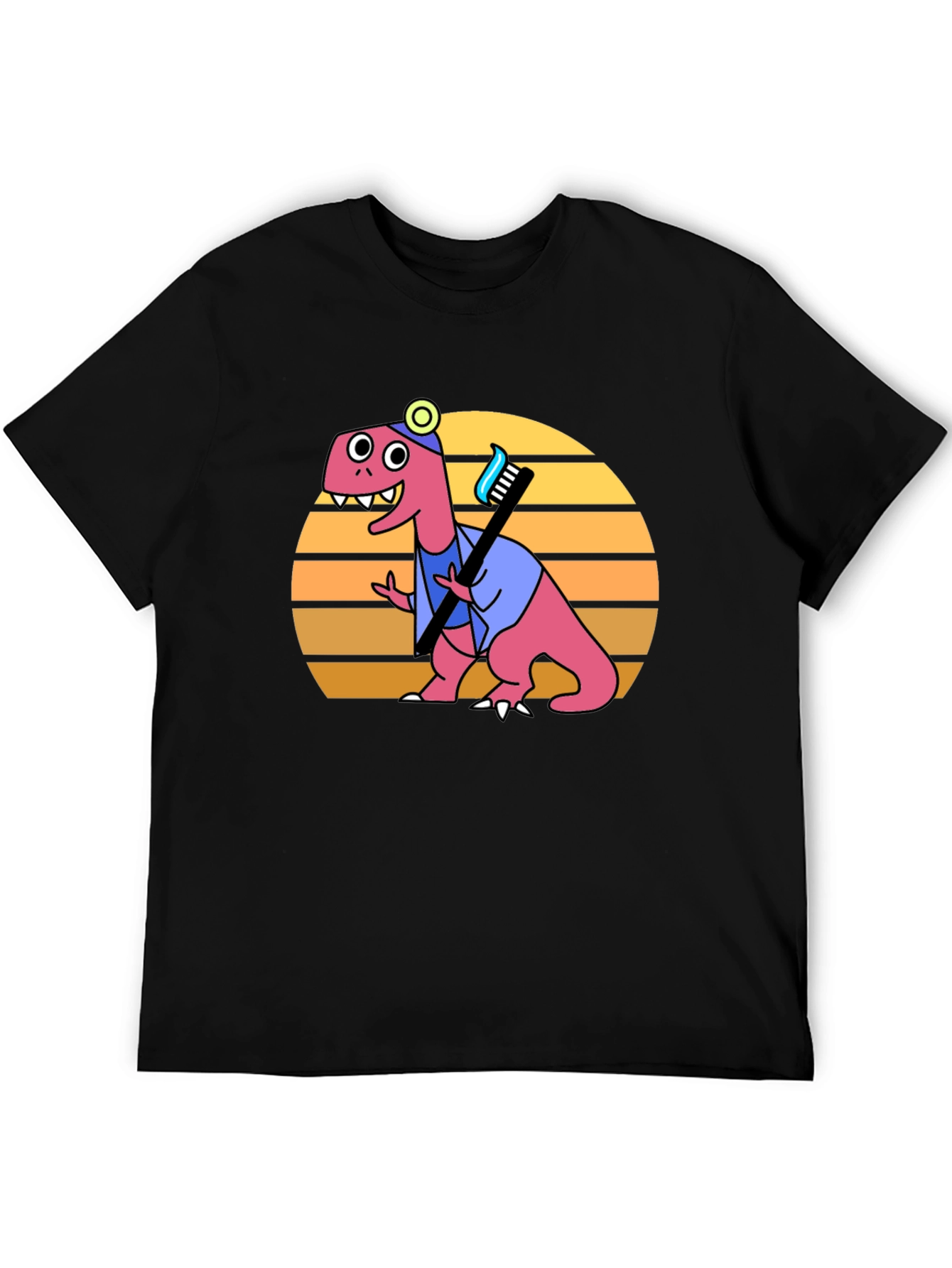 Black Dino Dentist T-Shirt - Novelty Graphic Tee view 5