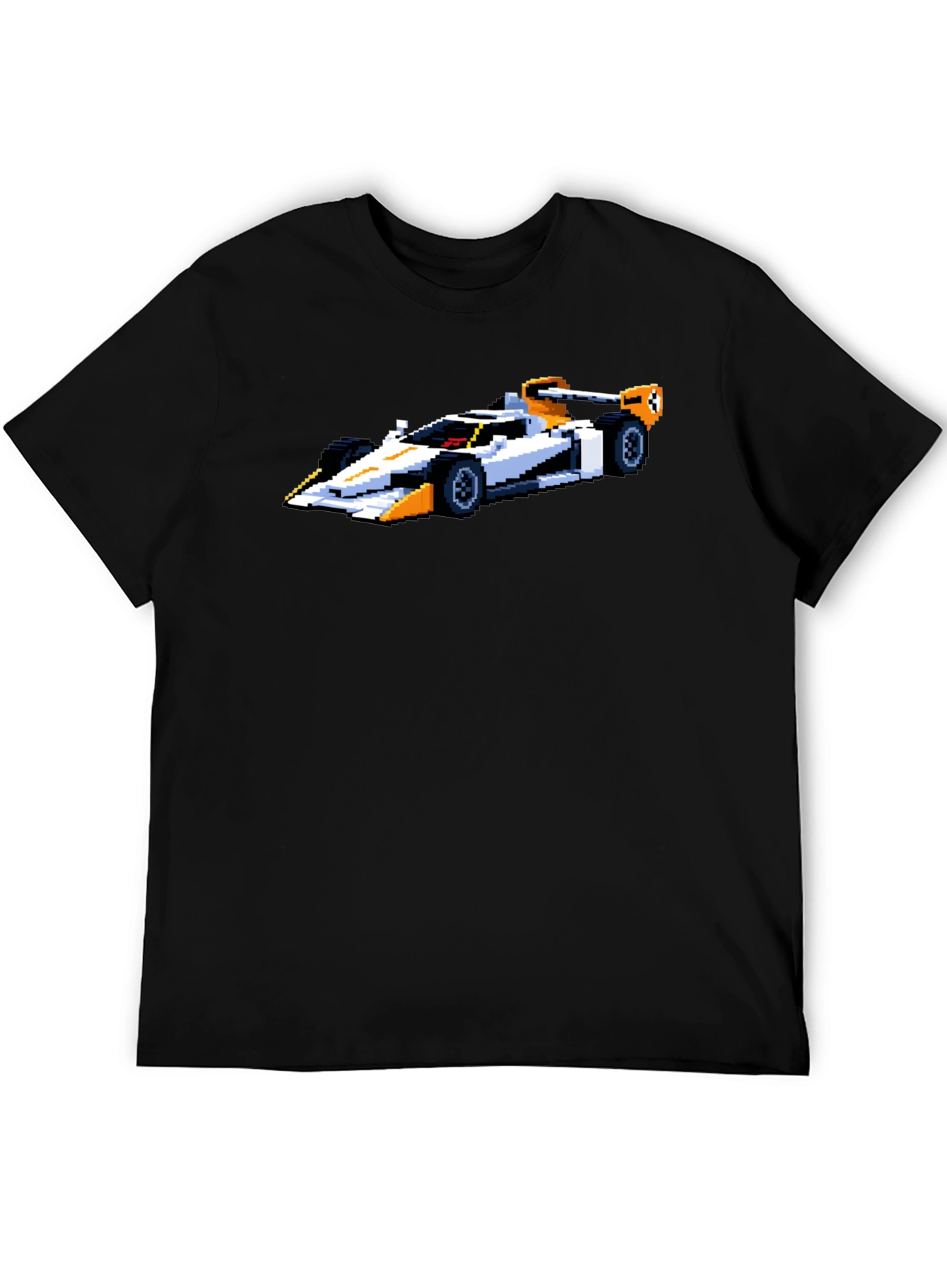 Black Retro Pixel Racer T-Shirt - Black Cotton Tee view 5