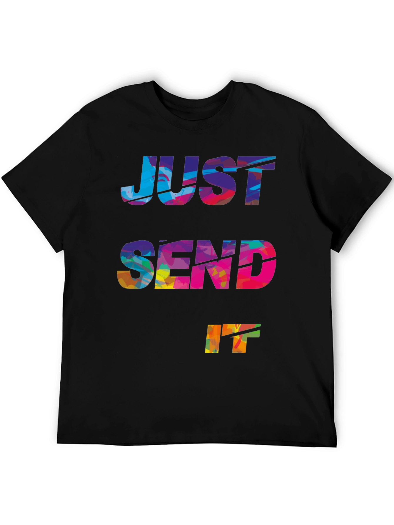 Black Just Send It Graphic Tee - Bold Multicolor Design view 5