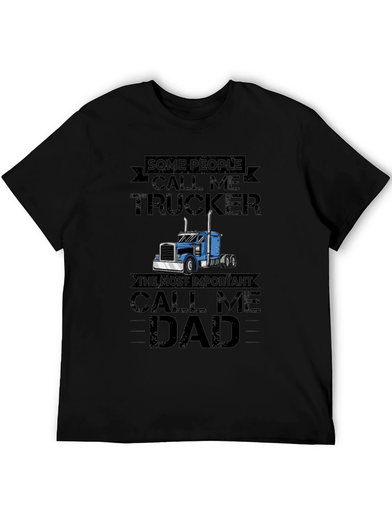 Black Trucker Dad Graphic Tee - Black view 5