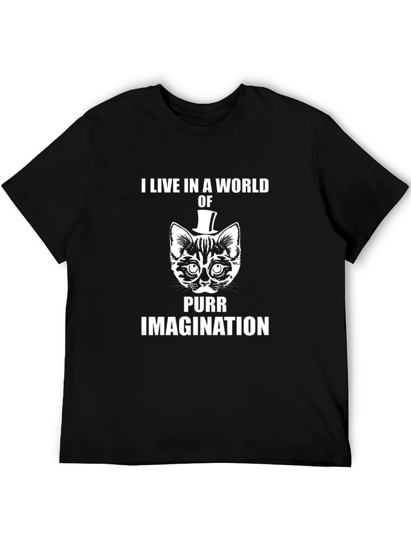 Black Purr Imagination Cat Graphic Tee - Novelty T-Shirt view 5