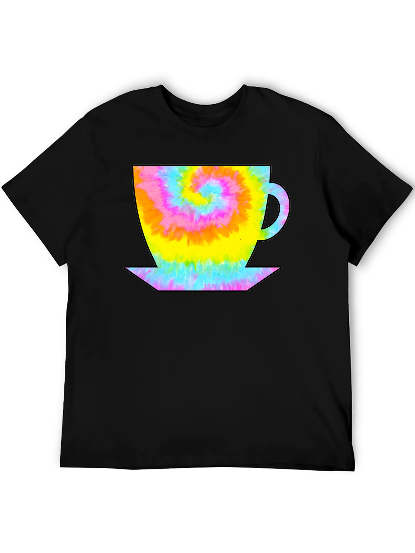 Black Tie Dye Coffee Cup Black T-Shirt view 5