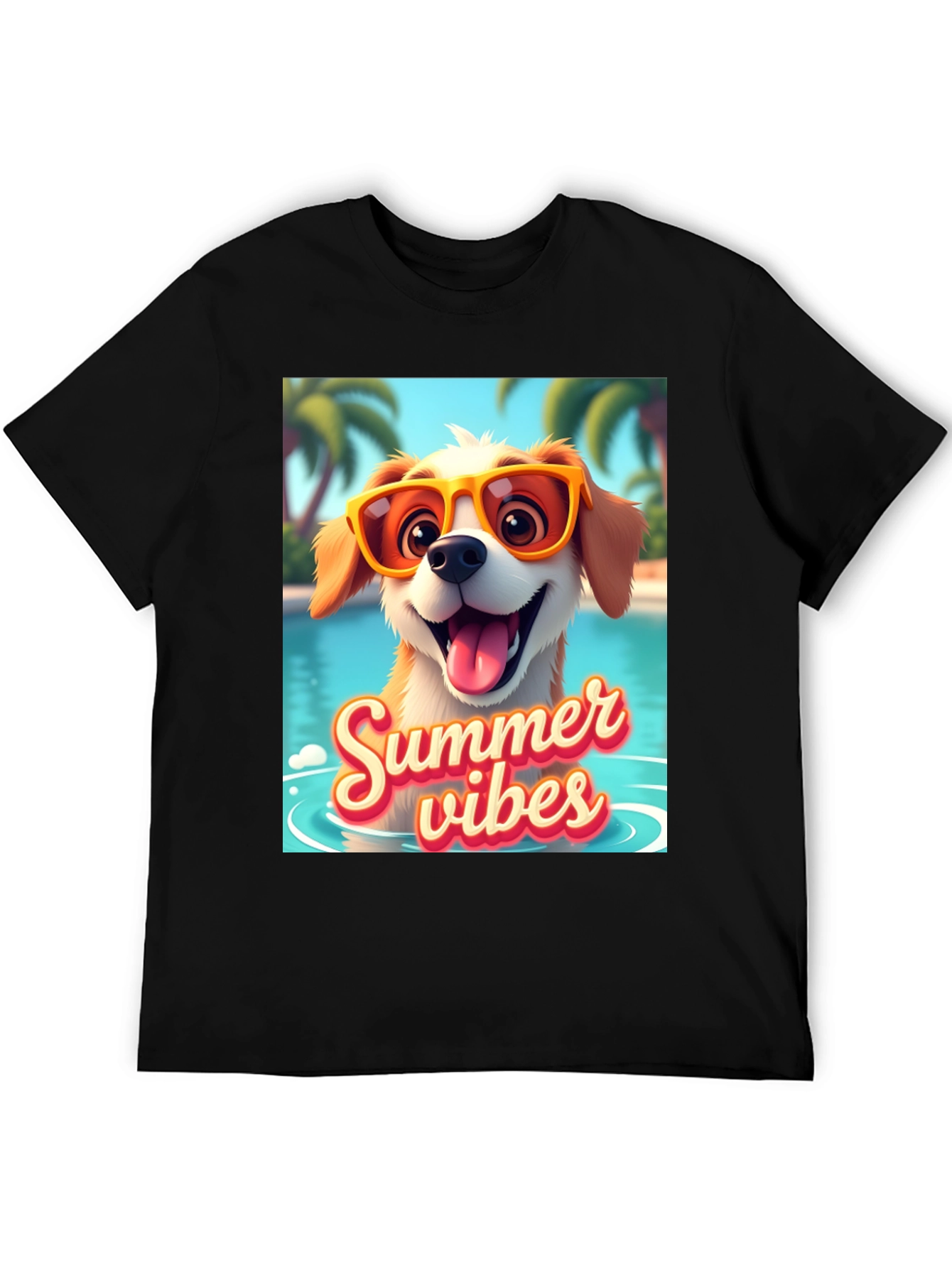 Black Summer Vibes Dog T-Shirt view 5