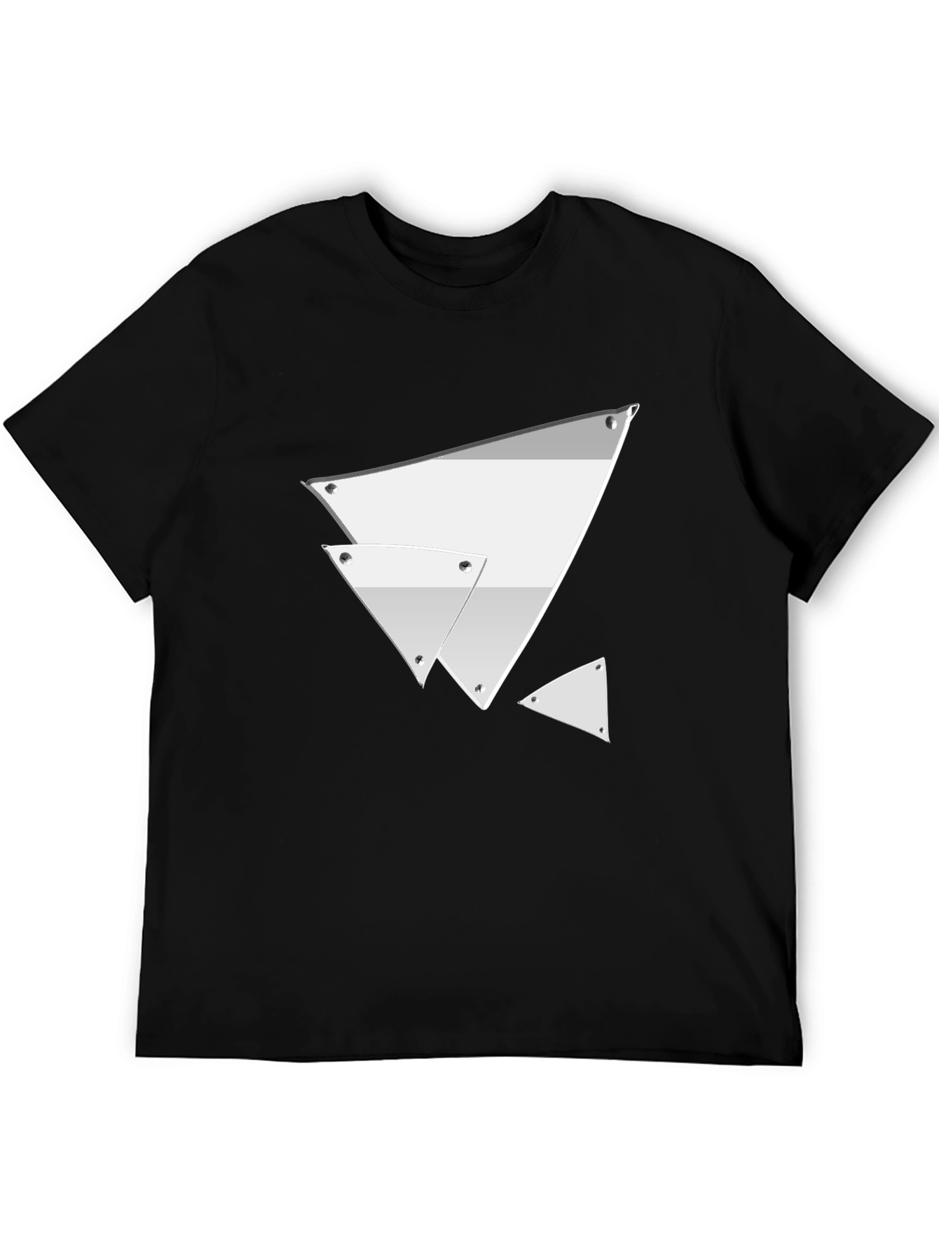 Black Modern Geometric Triangle Graphic Tee - Black view 5