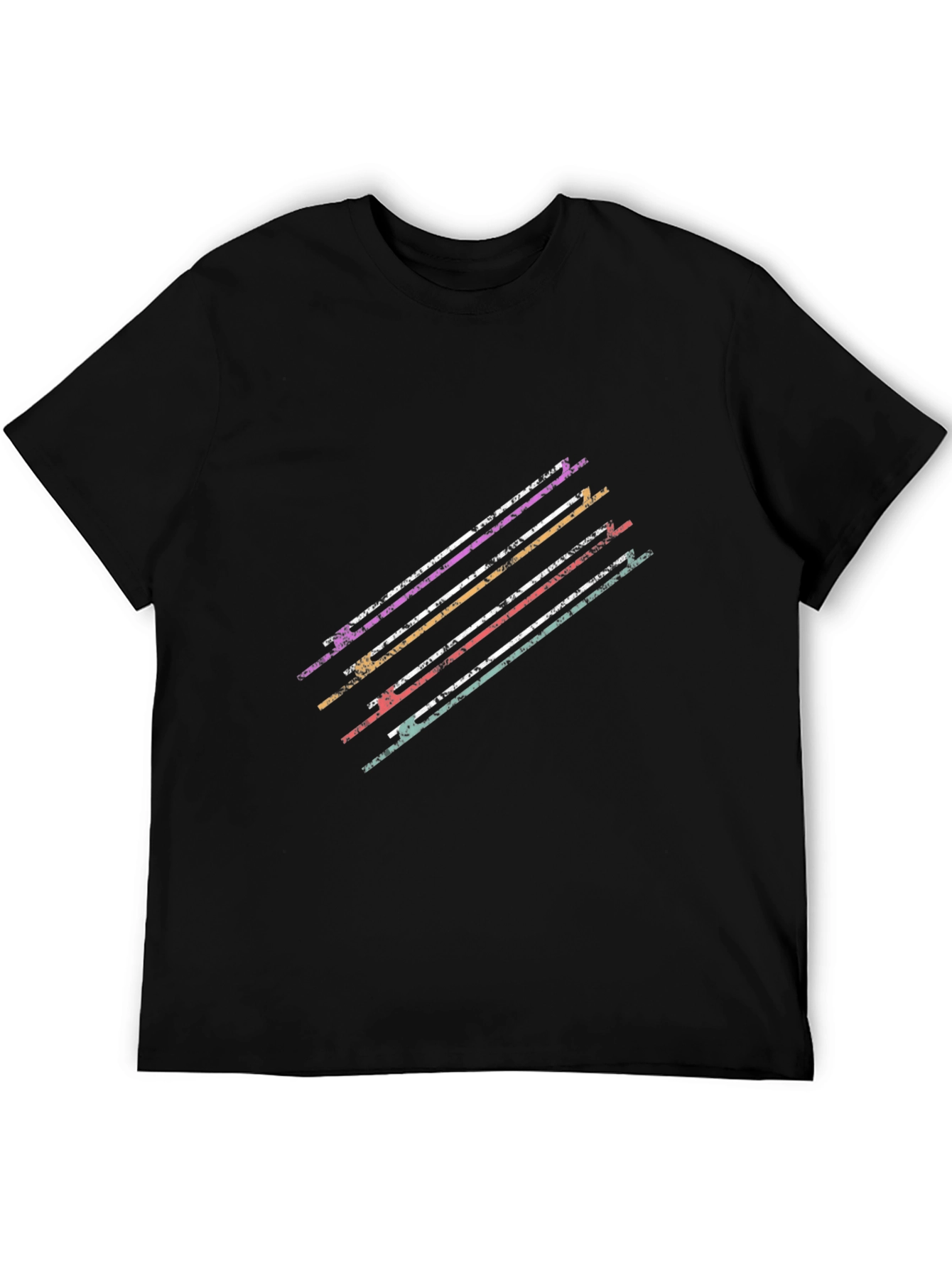 Black Retro Stripe Graphic Black Tee view 5
