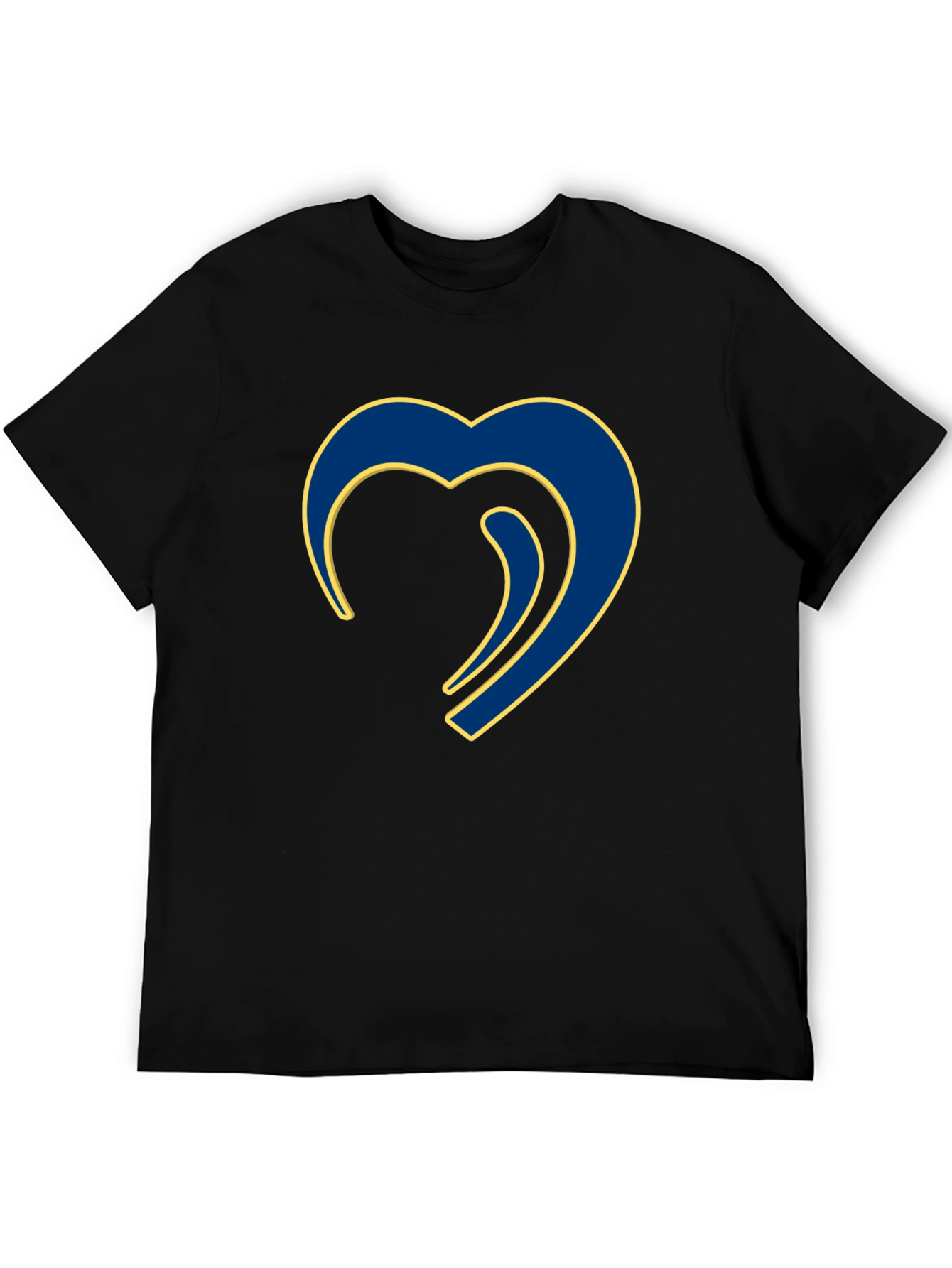 Black Stylish Blue Heart Graphic Black T-Shirt view 5