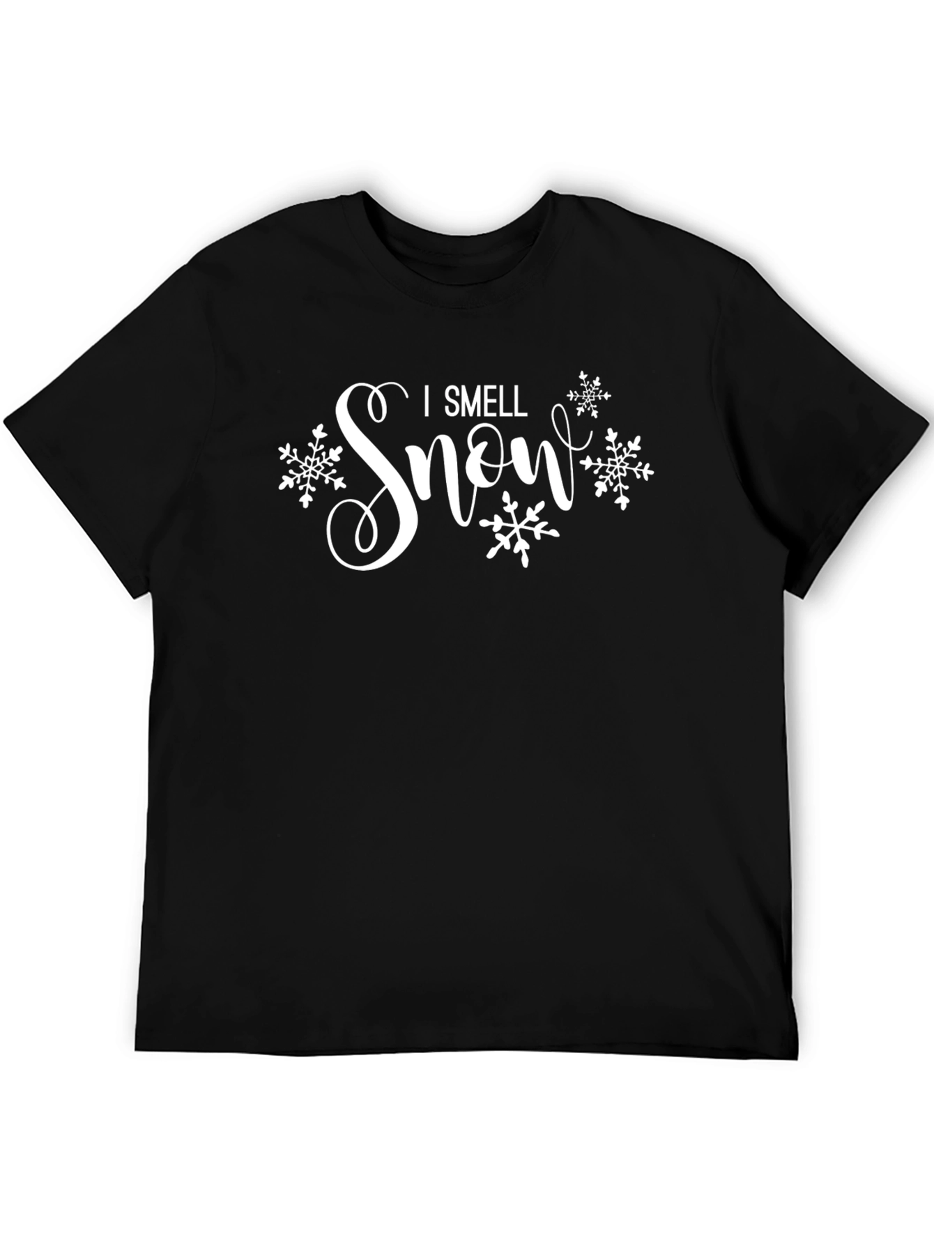 Black I Smell Snow Graphic T-Shirt - Winter Holiday Tee view 5