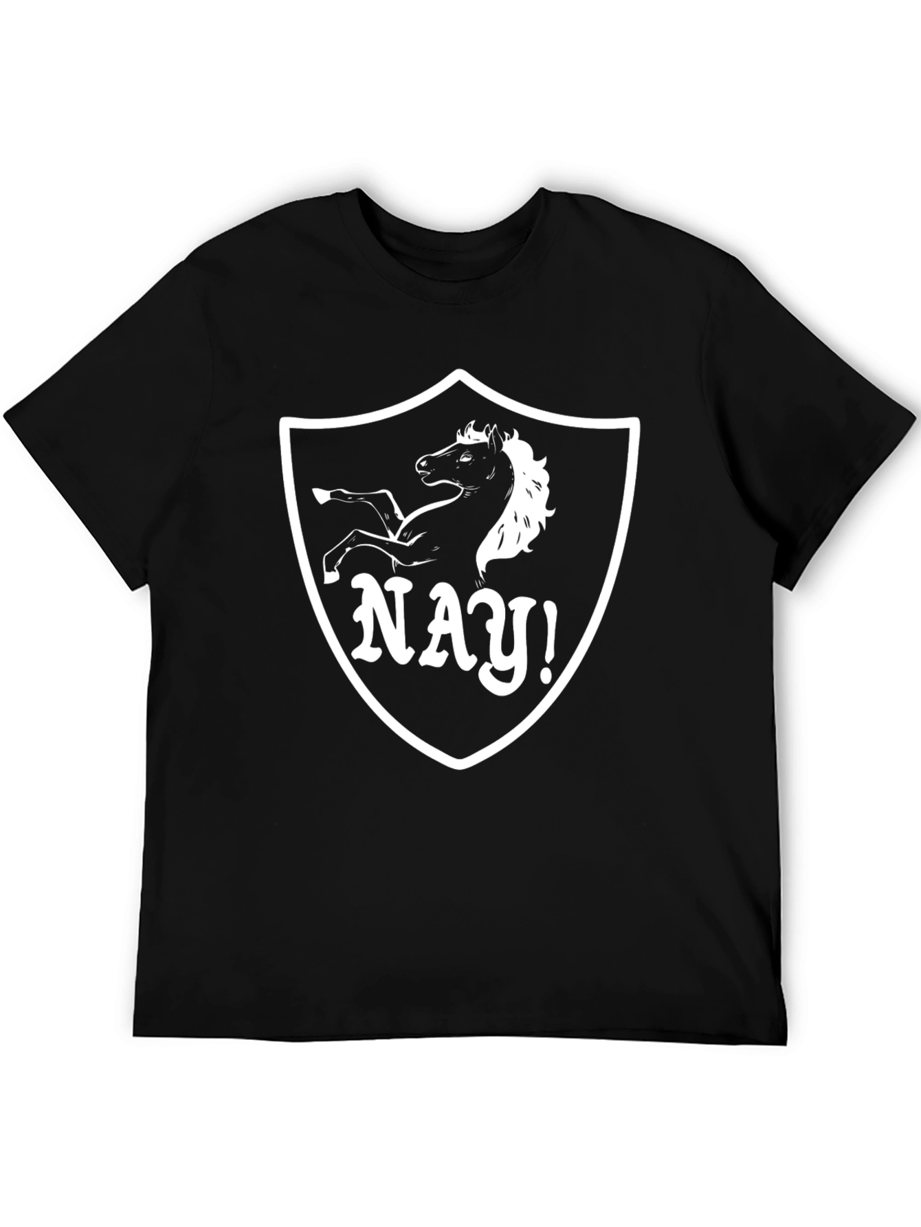 Black Funny Horse Nay! Black T-Shirt Novelty Gift view 5