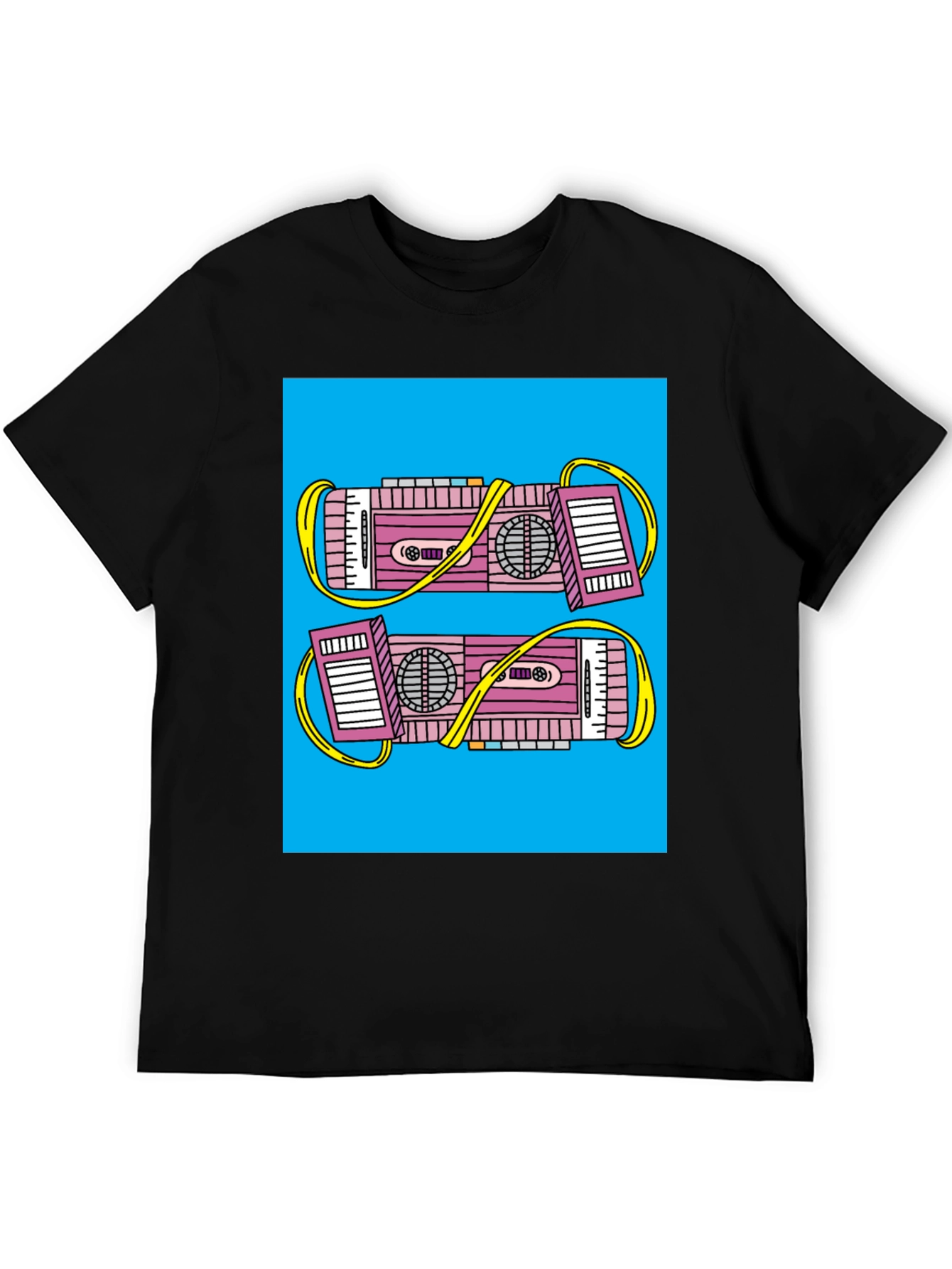 Black Retro Boombox Graphic Tee - Black view 5