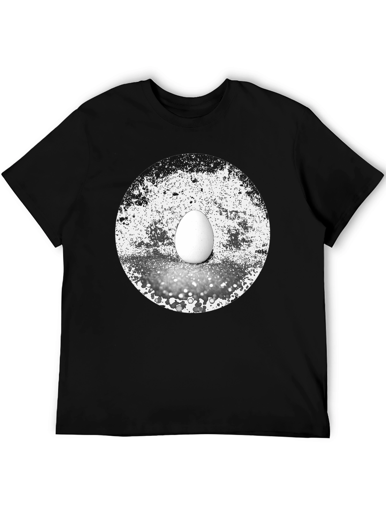 Black Abstract Egg Graphic Tee - Black Cotton T-Shirt view 5