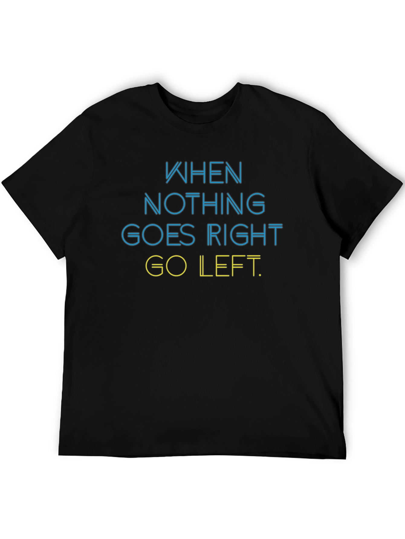 Black Go Left Men's Black Graphic Tee view 5