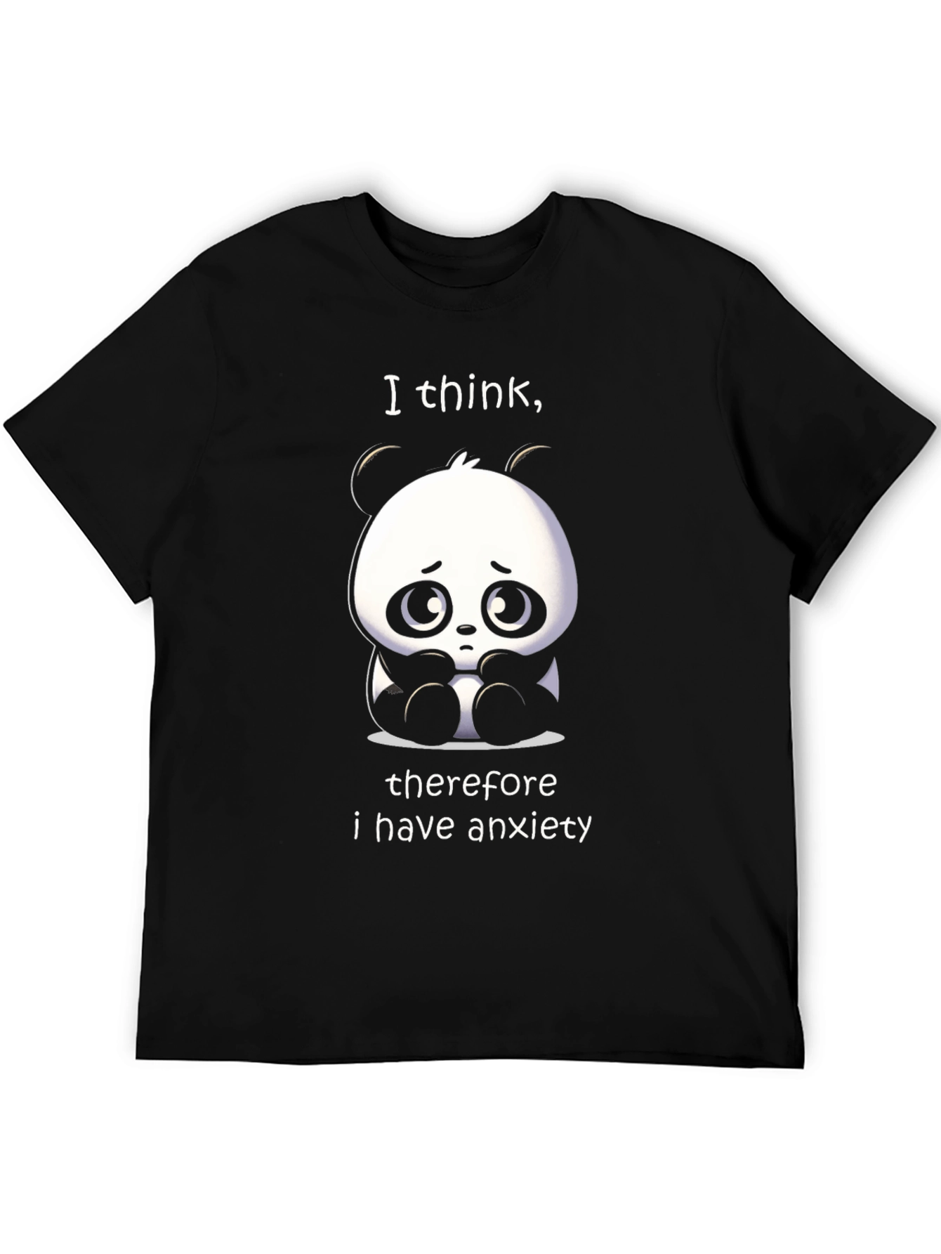 Black Anxiety Panda T-Shirt - Funny Graphic Tee view 5