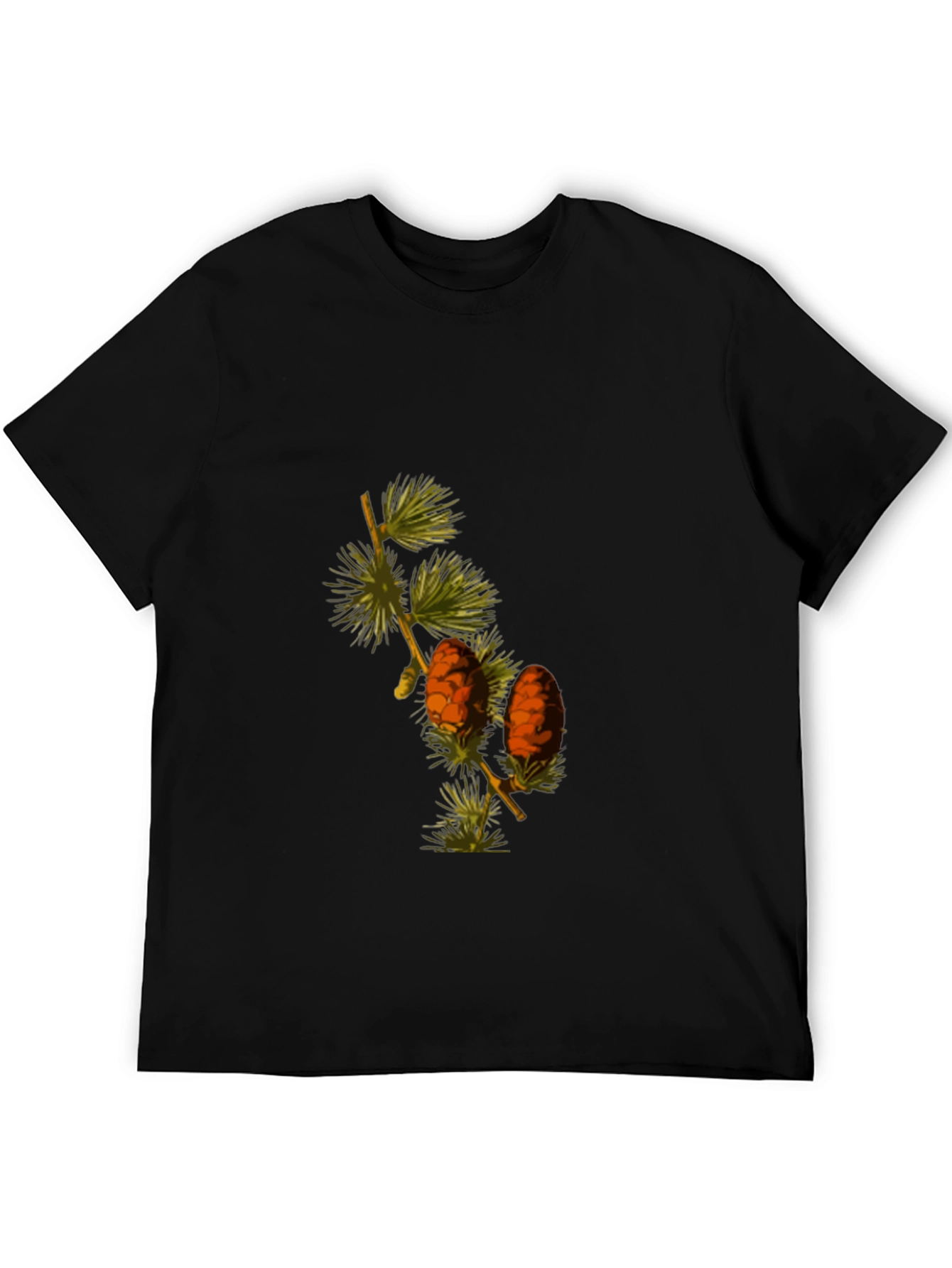 Black Botanical Pine Cone Graphic Tee - Nature Inspired T-Shirt view 5