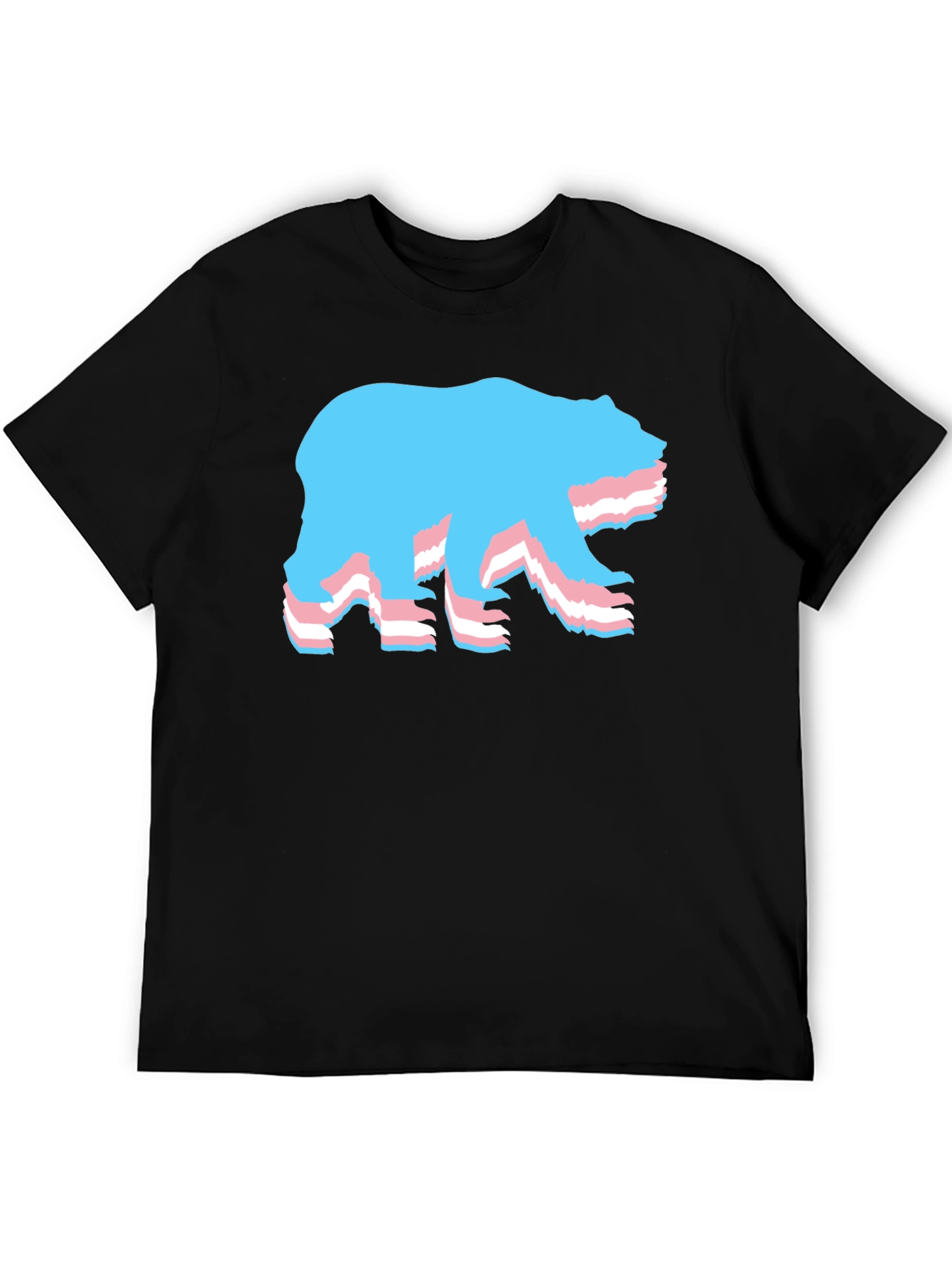 Black Transgender Pride Bear T-Shirt - Black view 5