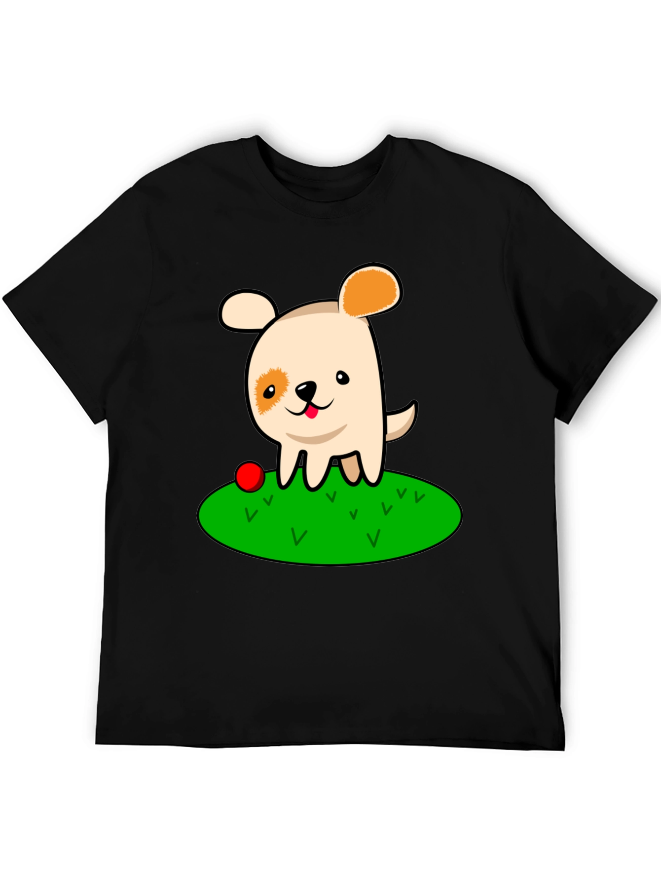 Black Cute Dog Cartoon Black T-Shirt view 5